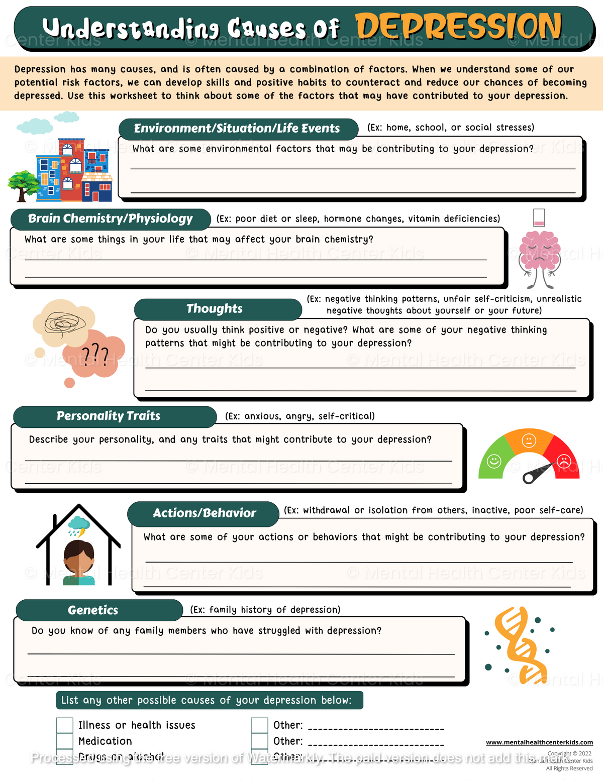 causes of depression worksheet