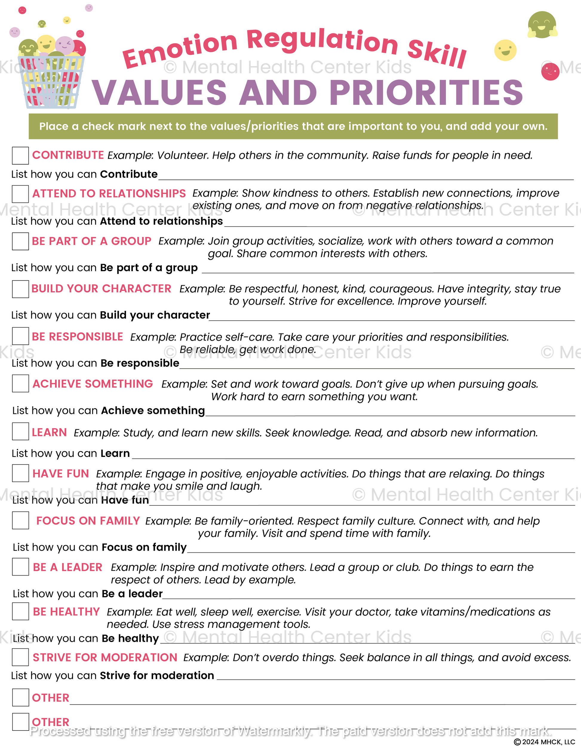 values and priorities list dbt