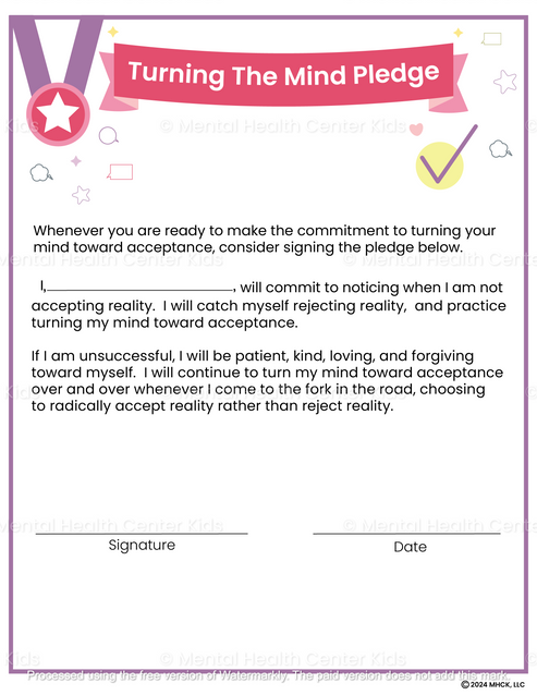 DBT Turning The Mind Worksheet – Mental Health Center Kids