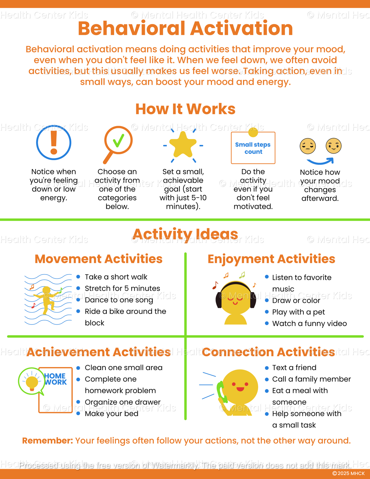 Behavior Lessons Behavioral Activation (PDF) – Mental Health Center Kids