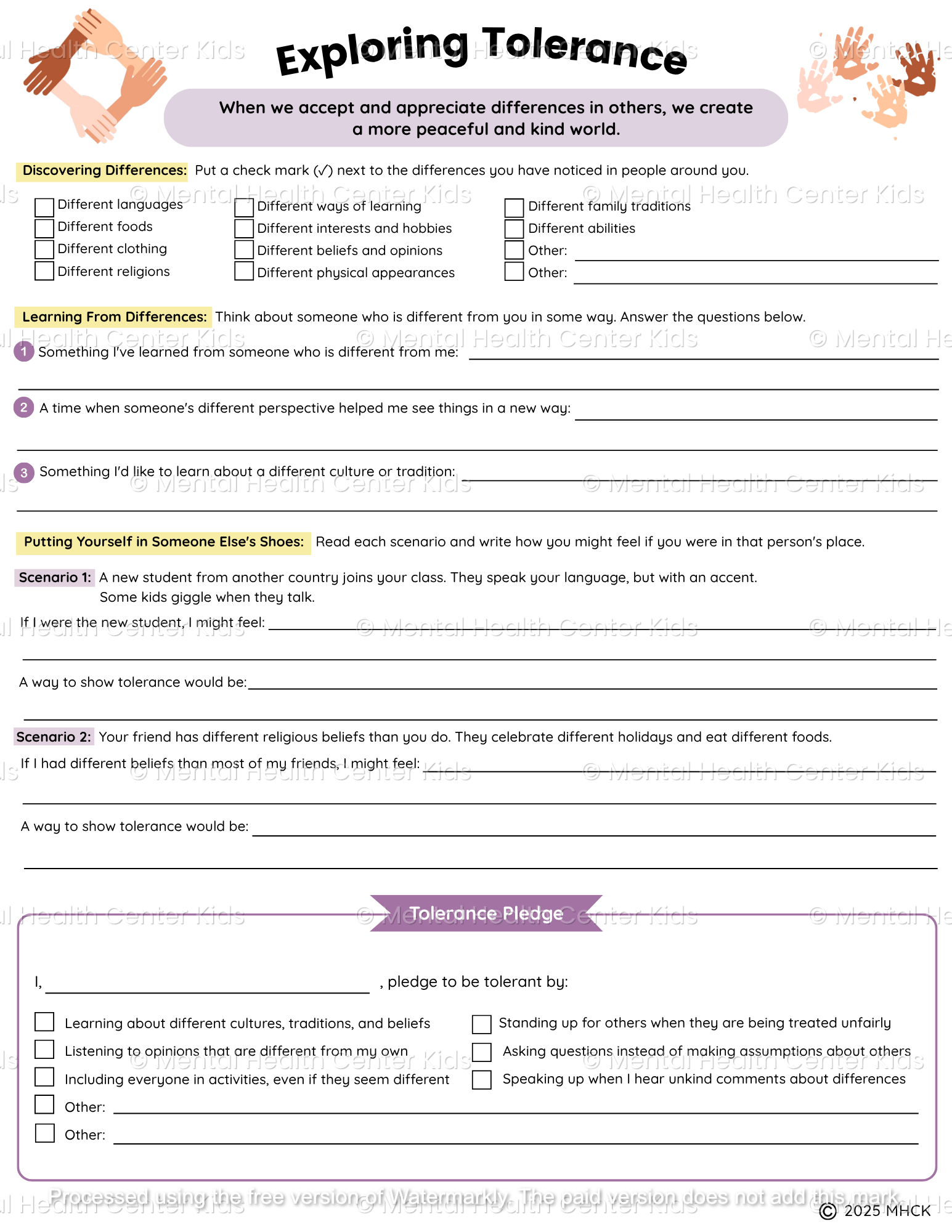 being tolerant worksheet