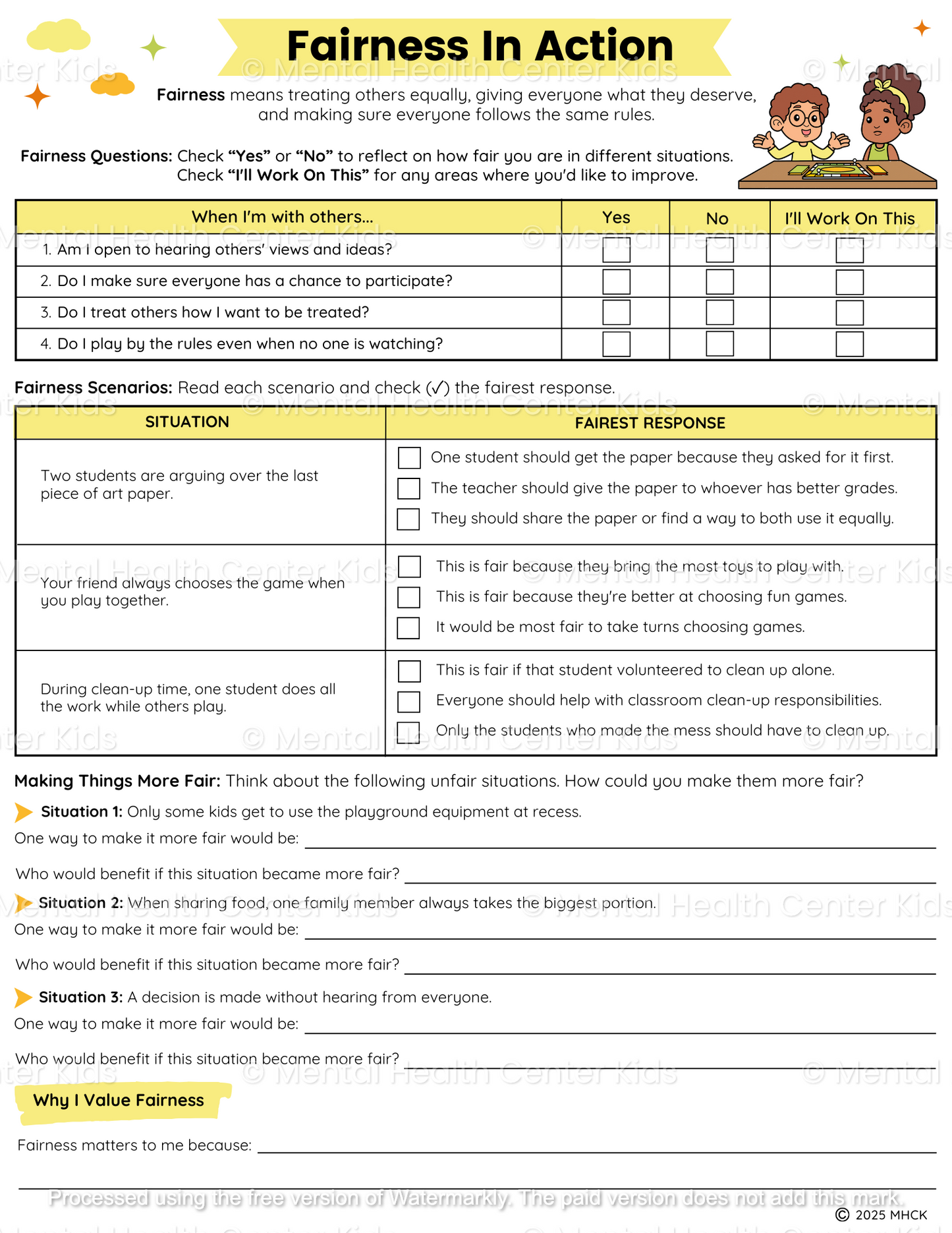 fairness worksheets pdf