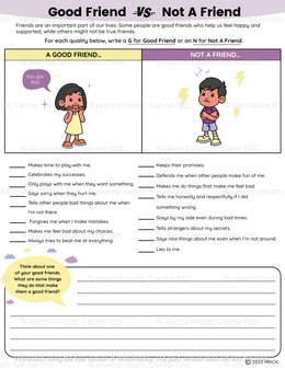 Friendship Worksheets (2 Pages) – Mental Health Center Kids