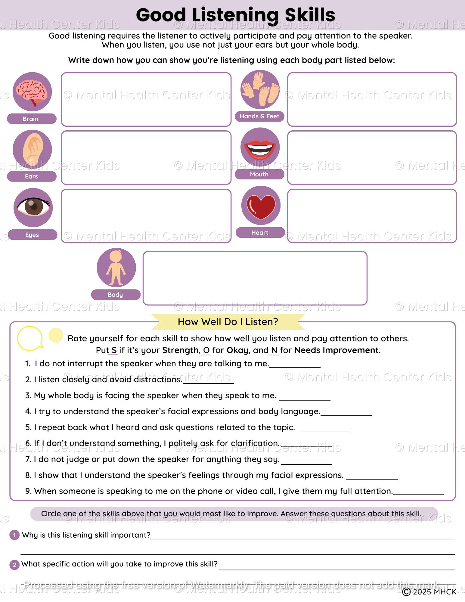 listening worksheets