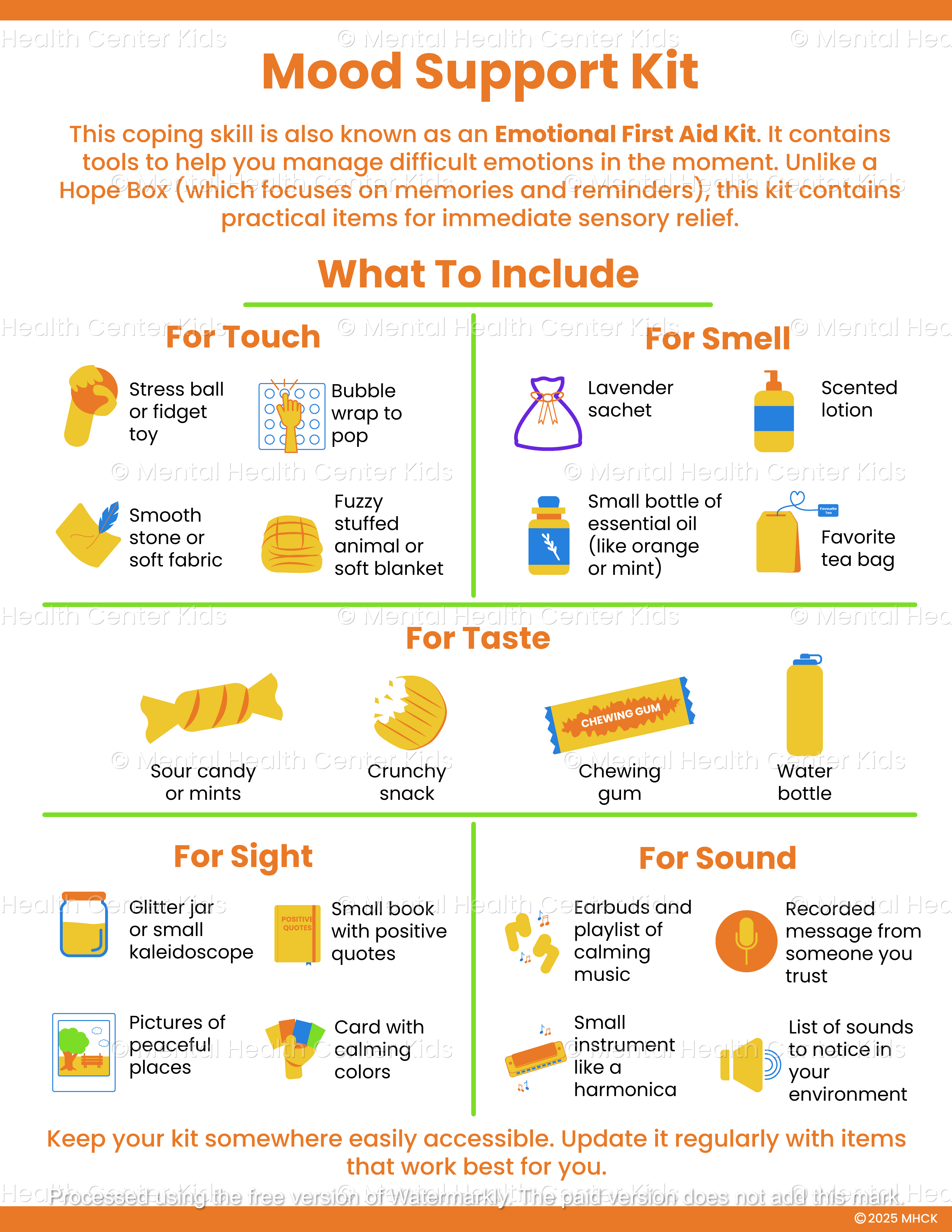 Self Help Kit.pdf Emotional First Aid Kit (PDF) – Mental Health Center Kids