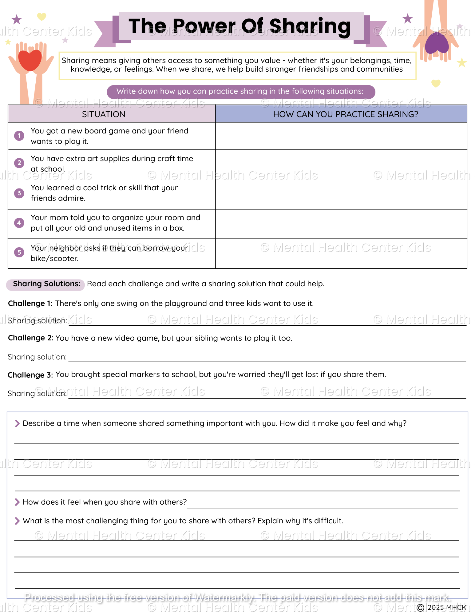 sharing worksheet pdf