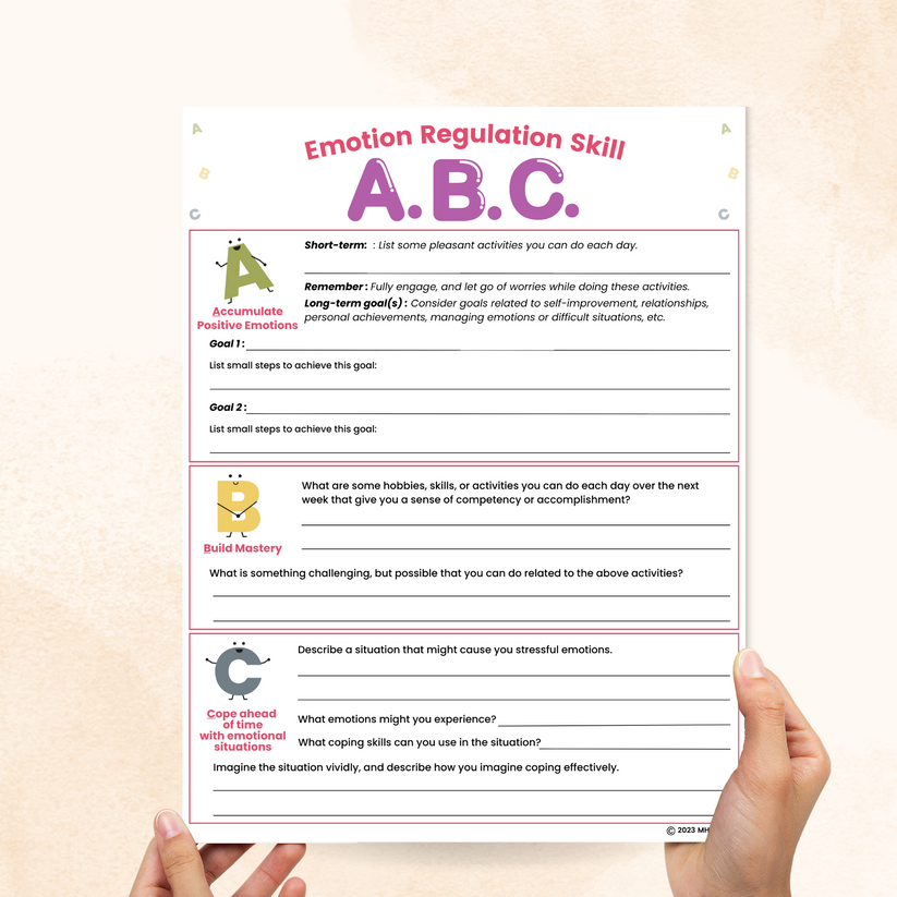 ABC DBT Skills Worksheet – Mental Health Center Kids