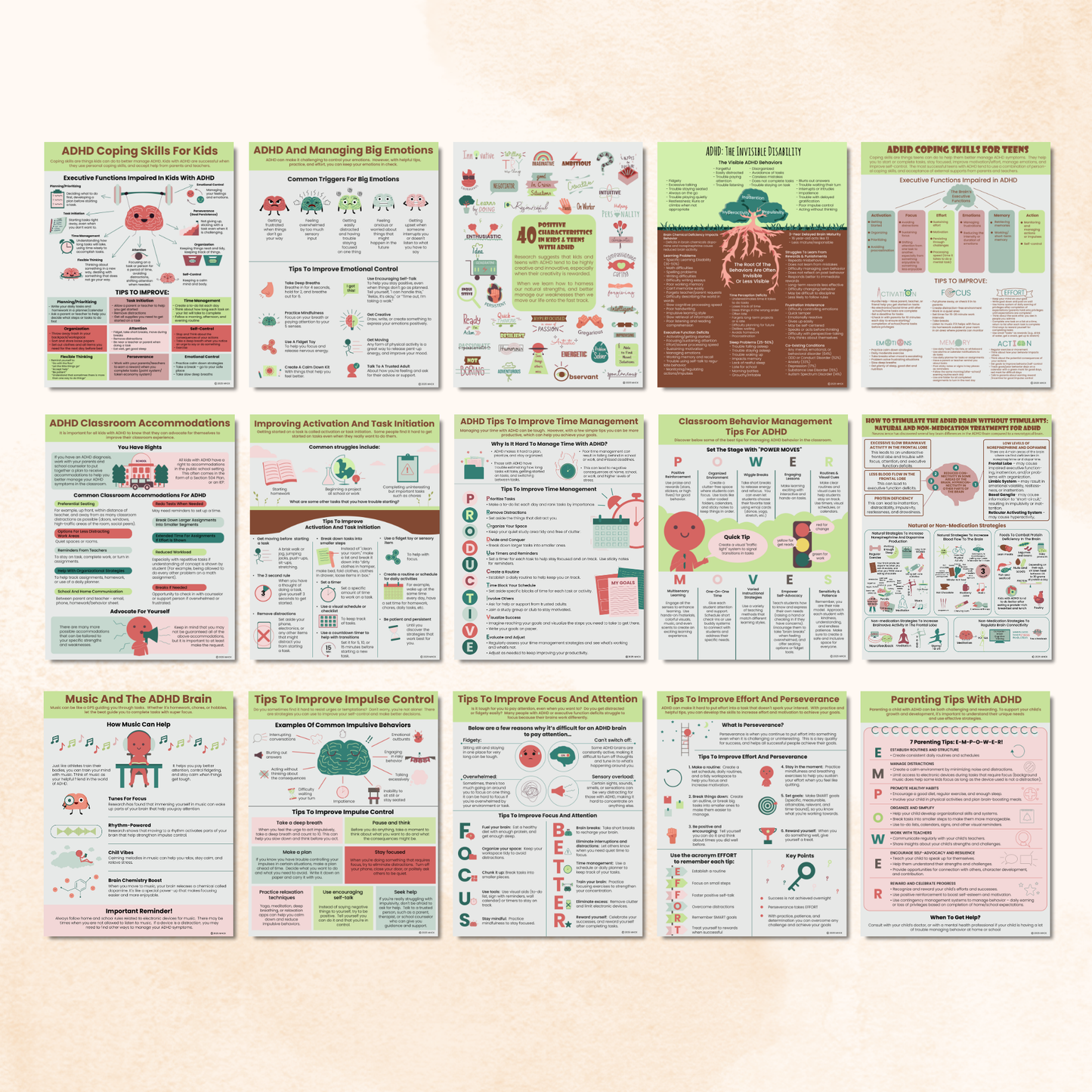adhd infographics handout bundle