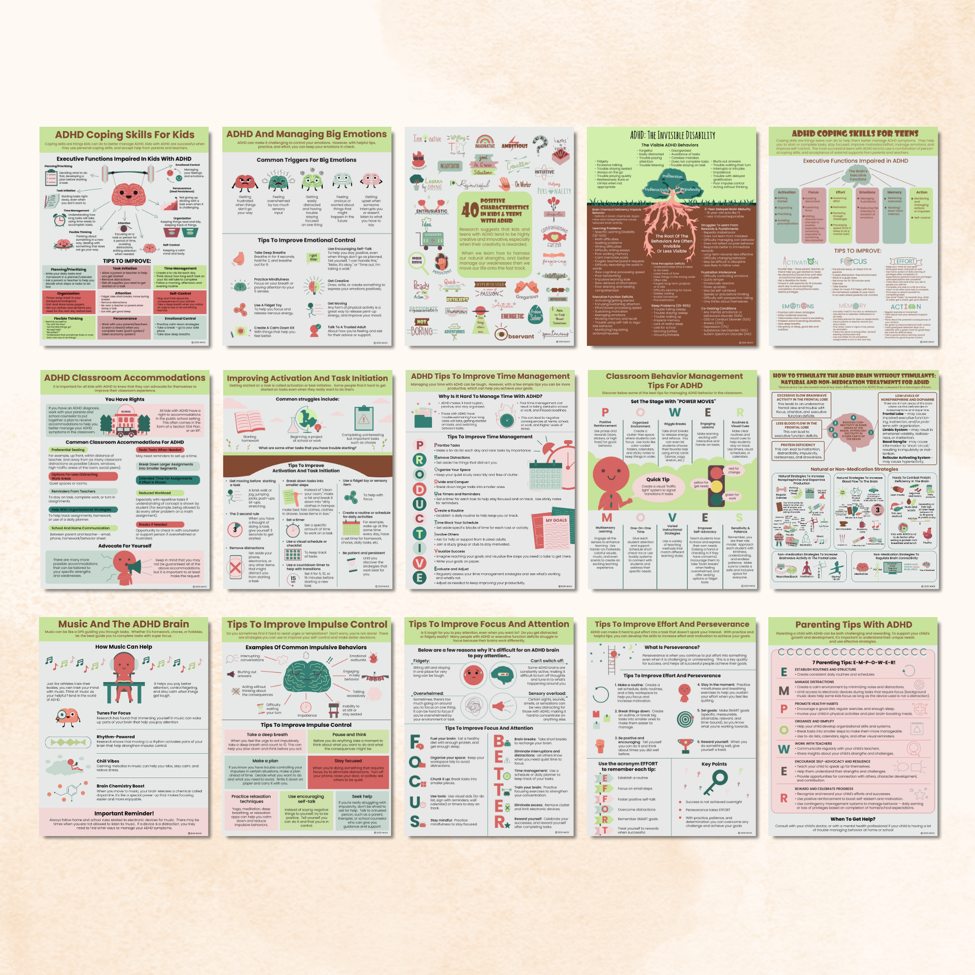 adhd infographics handout bundle
