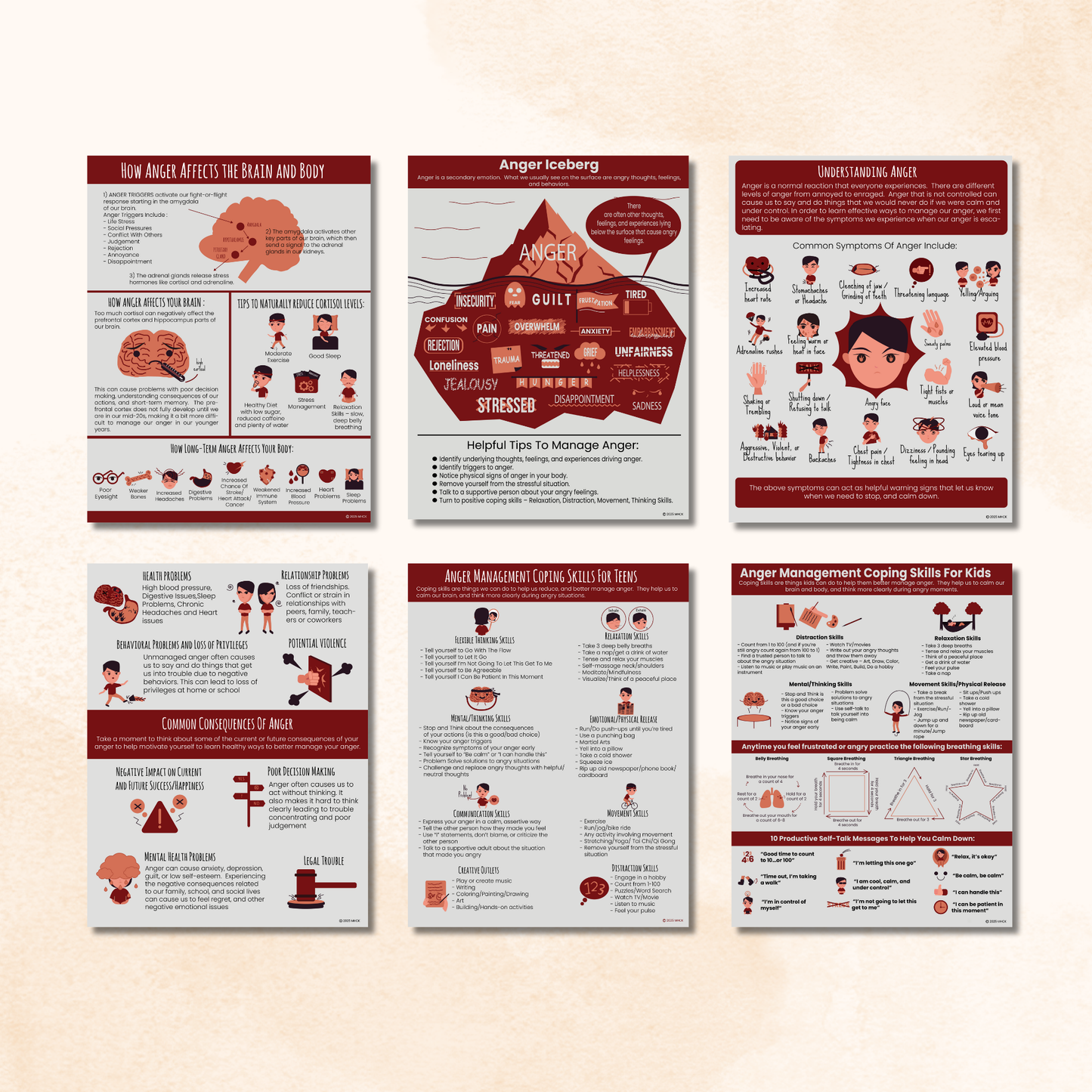 Anger Coping Skills Handouts Bundle