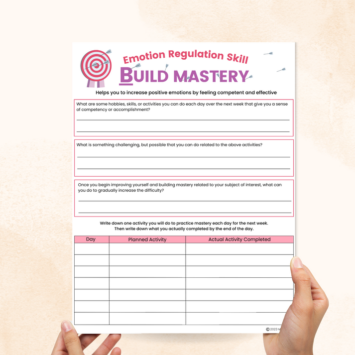 DBT Building Mastery Worksheet – Mental Health Center Kids