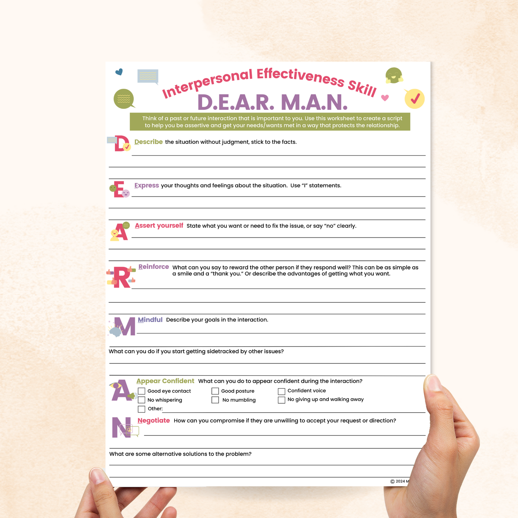 DBT DEAR MAN Worksheet – Mental Health Center Kids