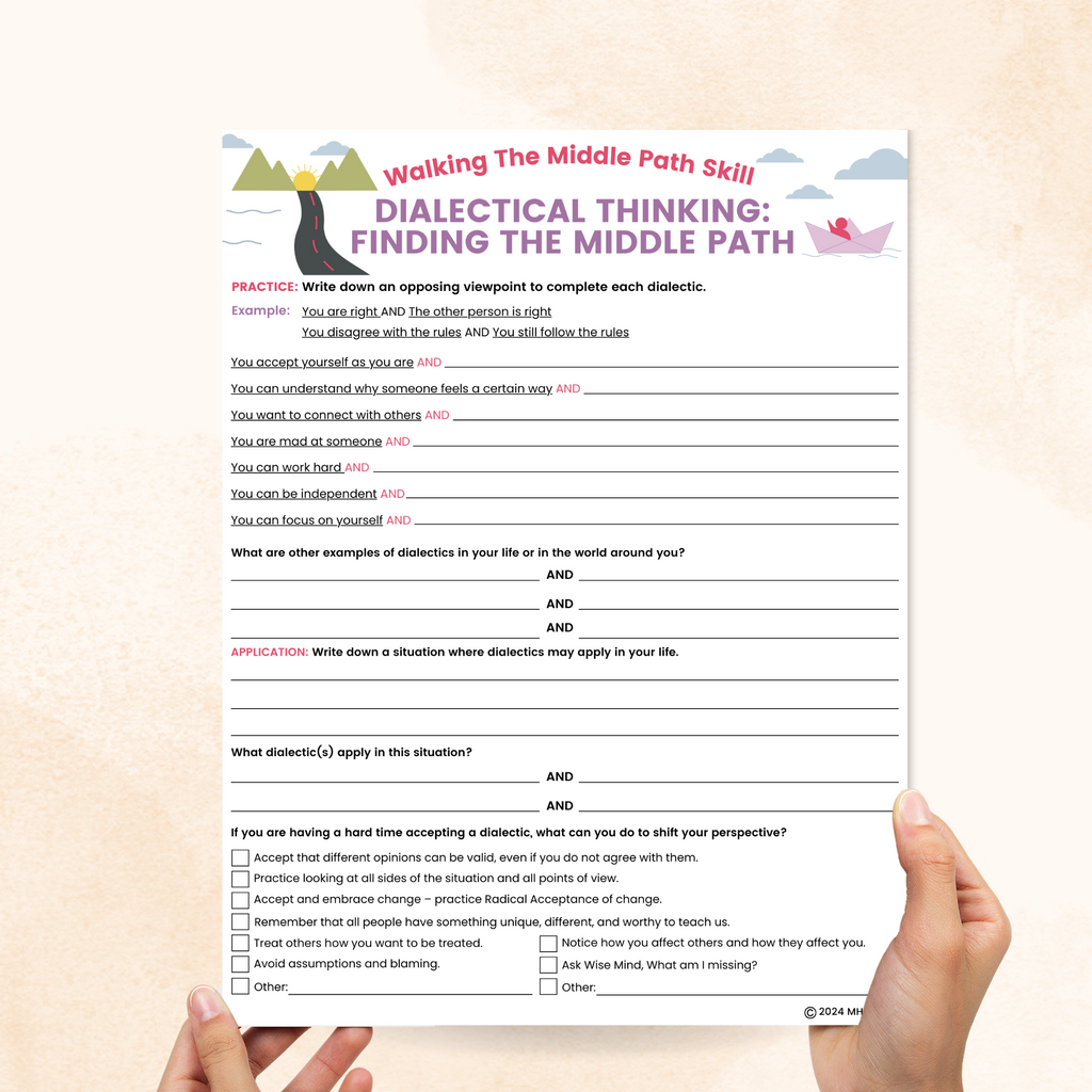 dbt dialectical thinking worksheet