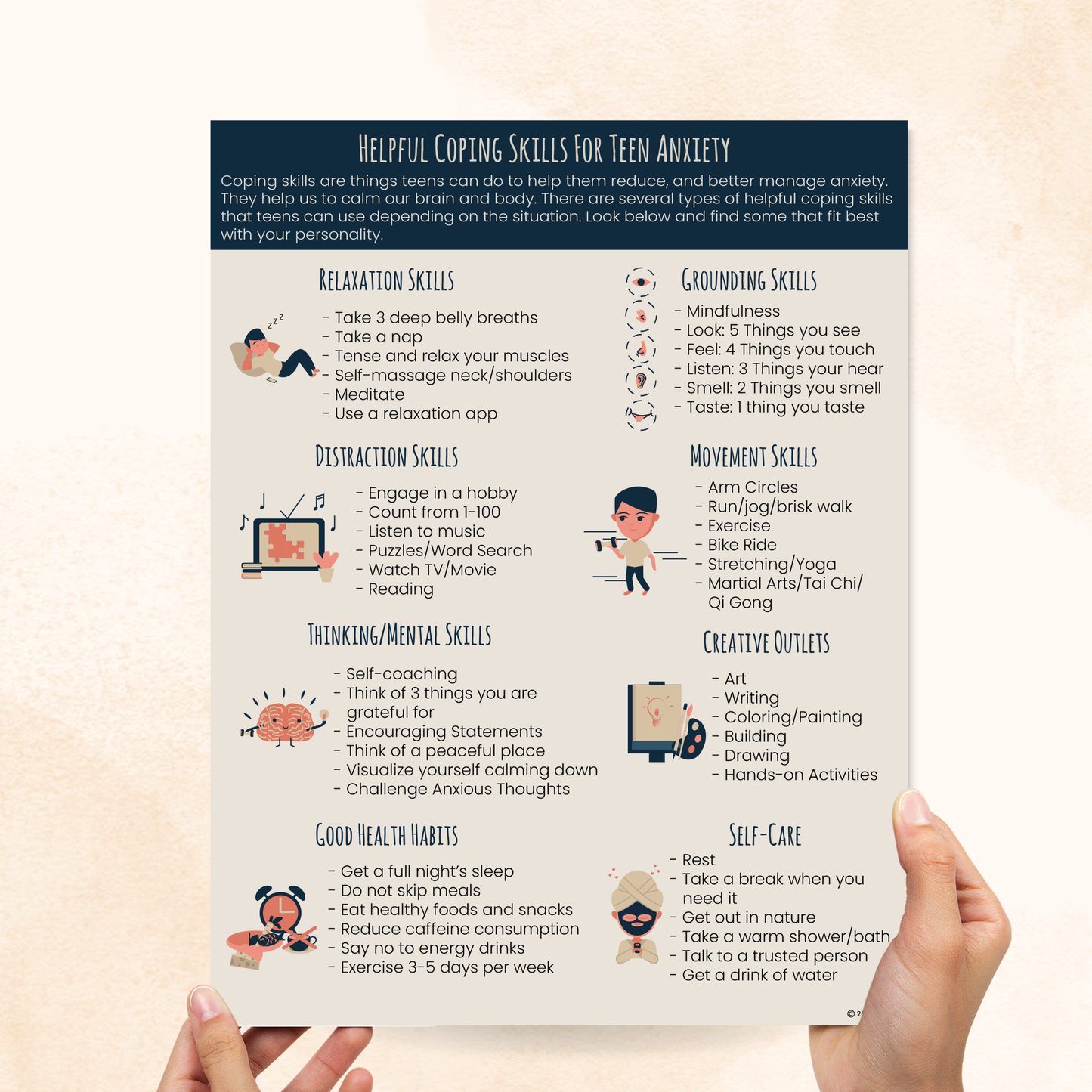Helpful Coping Skills For Teen Anxiety Handout