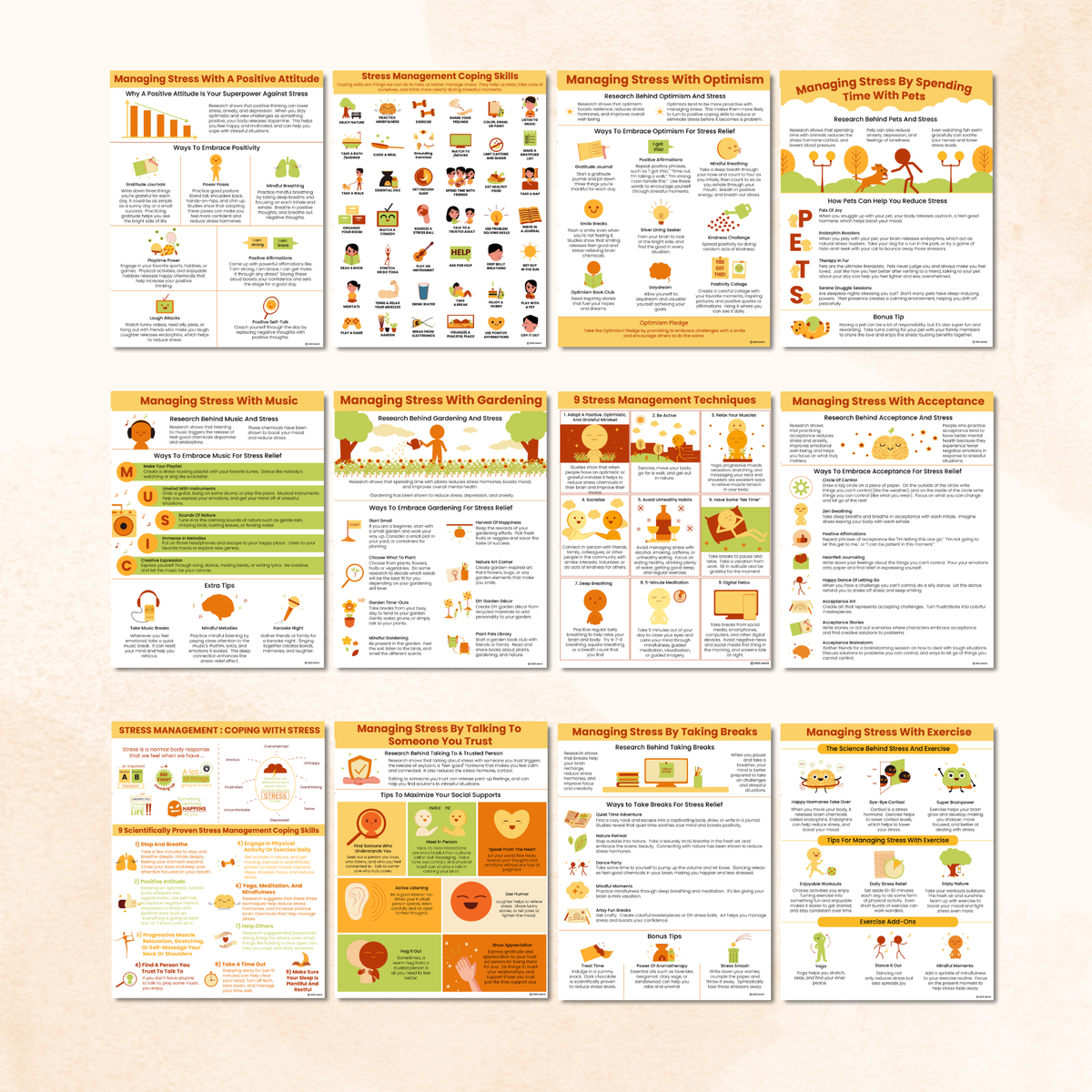 Stress Management Handouts Bundle (39 Pages) – Mental Health Center Kids
