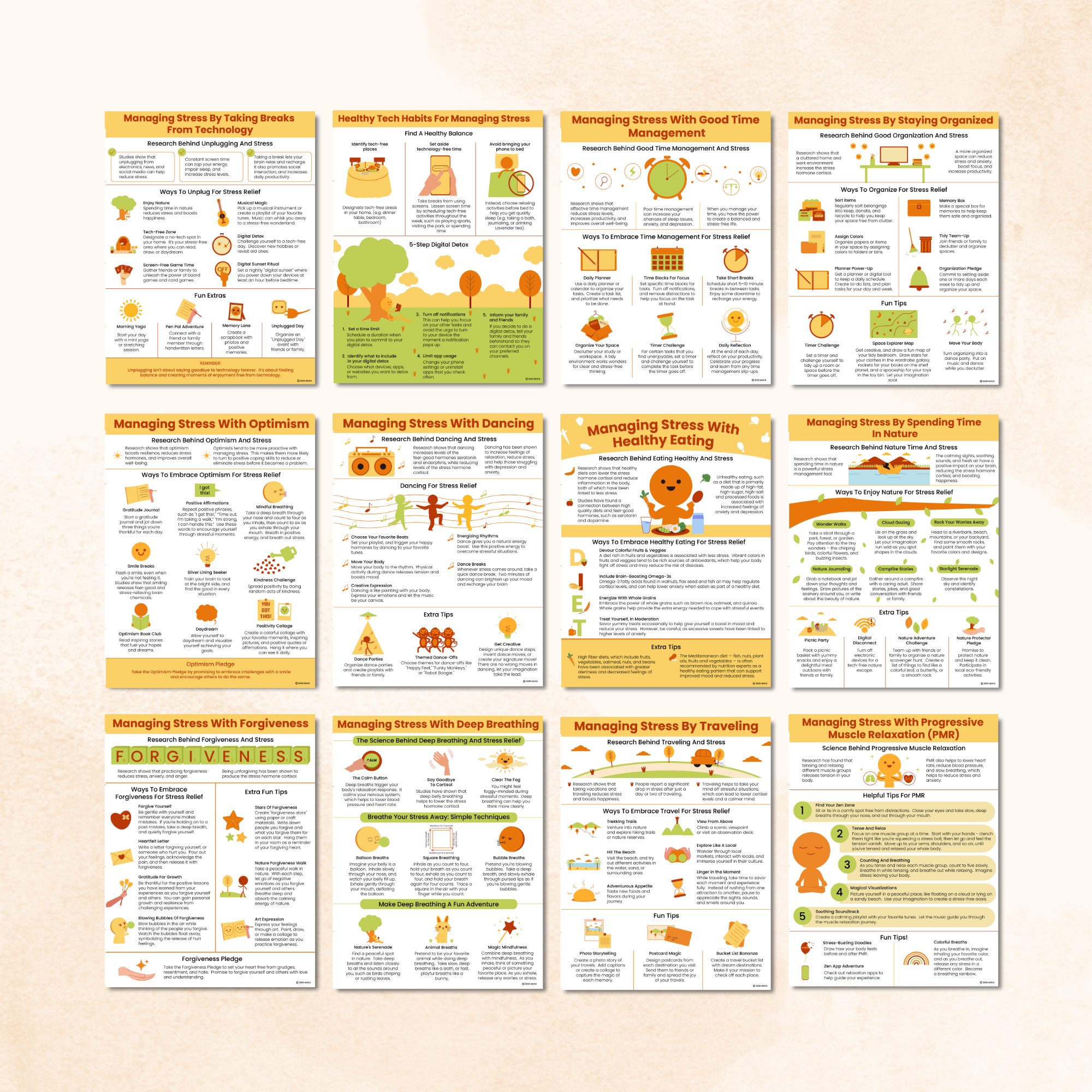 Stress Management Handouts Bundle (39 Pages) – Mental Health Center Kids