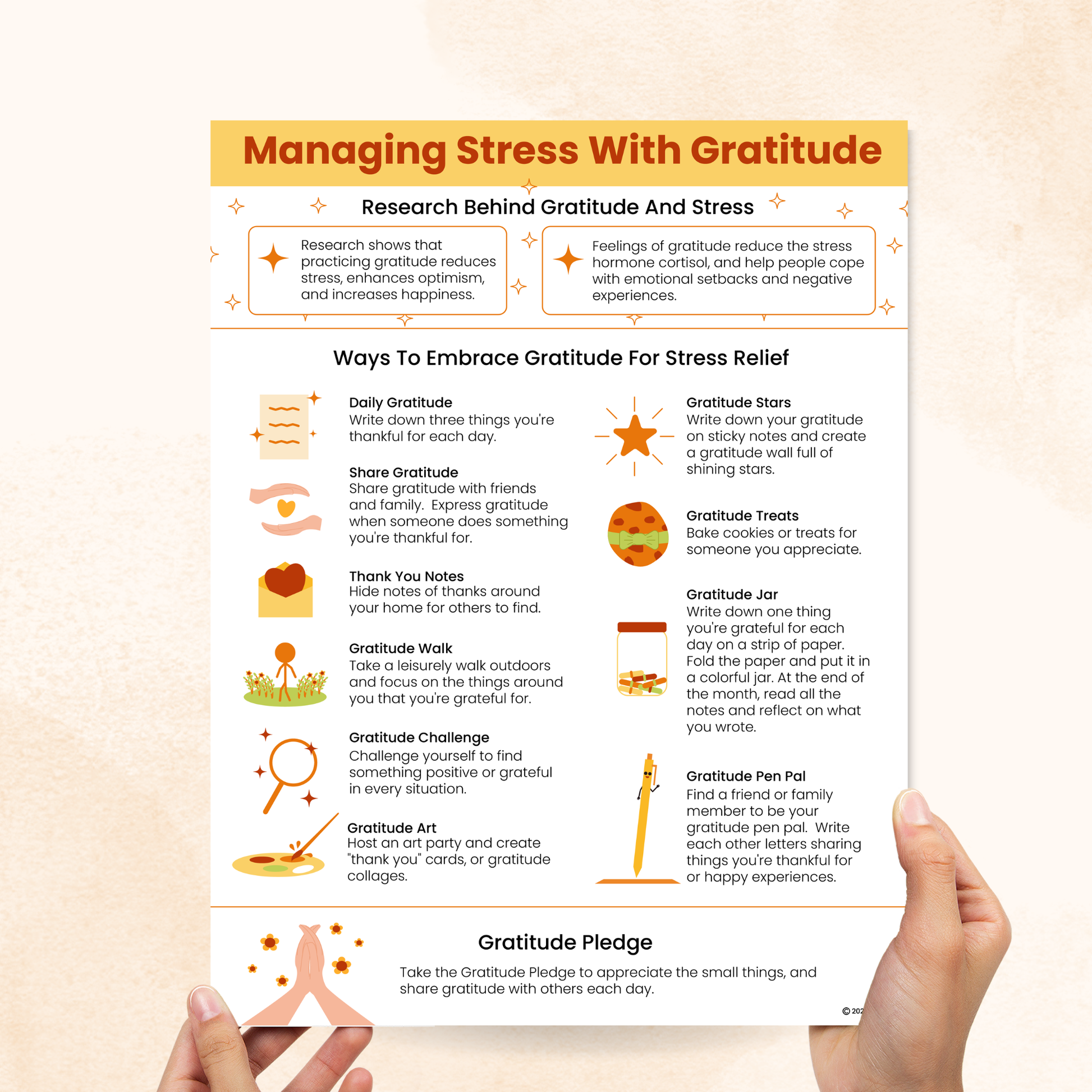 managing stress with gratitude handout