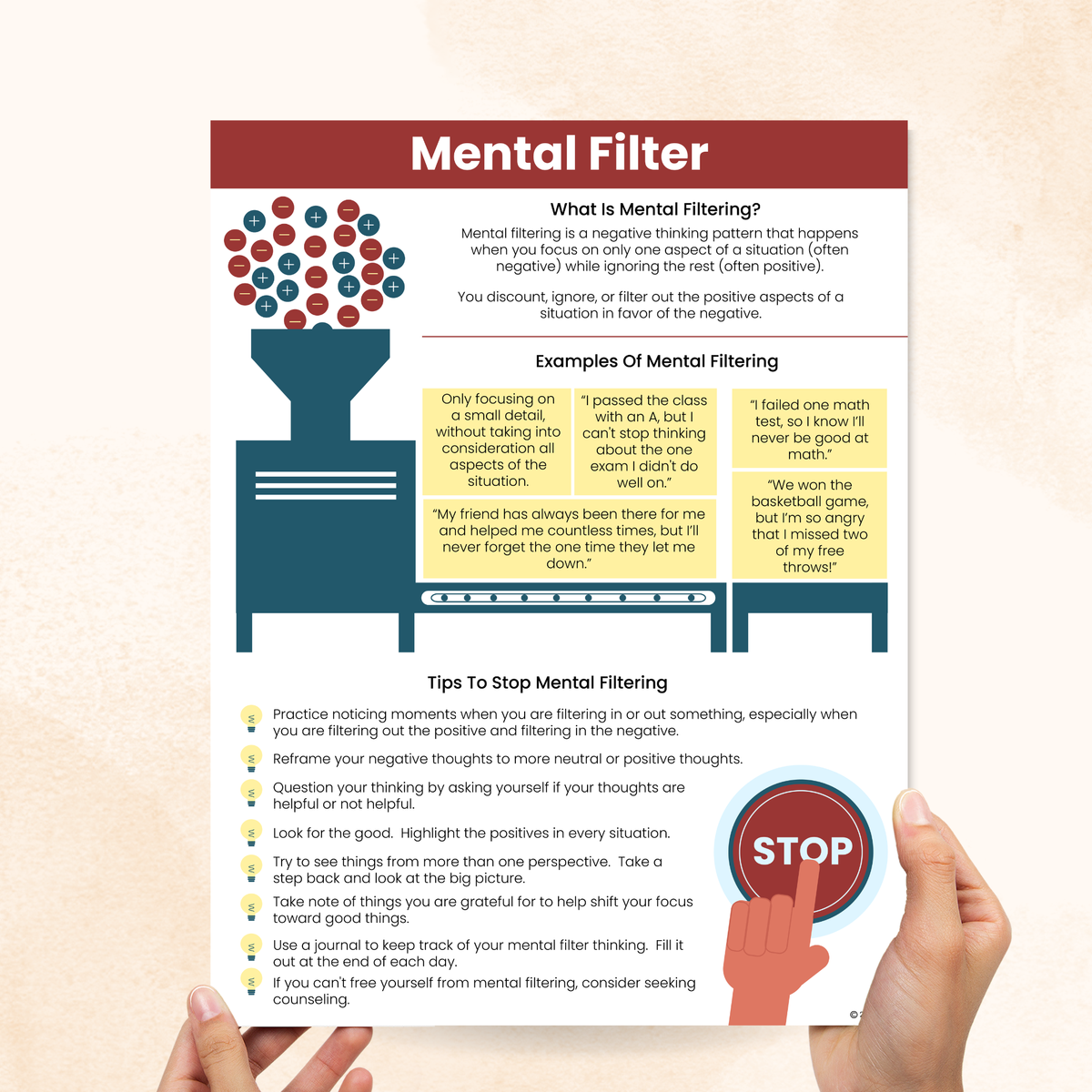 Thinking Filter Mental Filter Cognitive Distortion Handout – Mental Health Center Kids