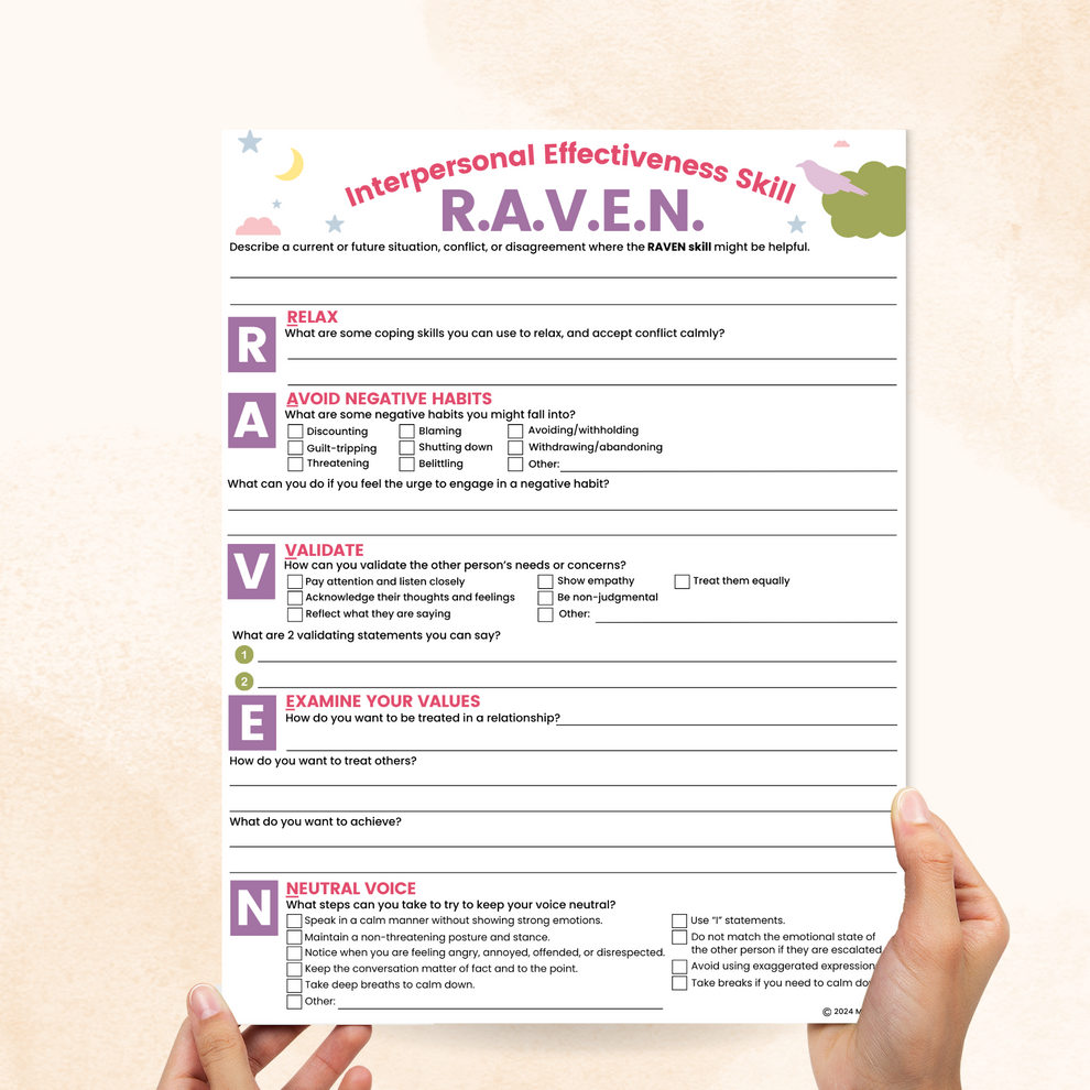 DBT RAVEN Worksheet – Mental Health Center Kids