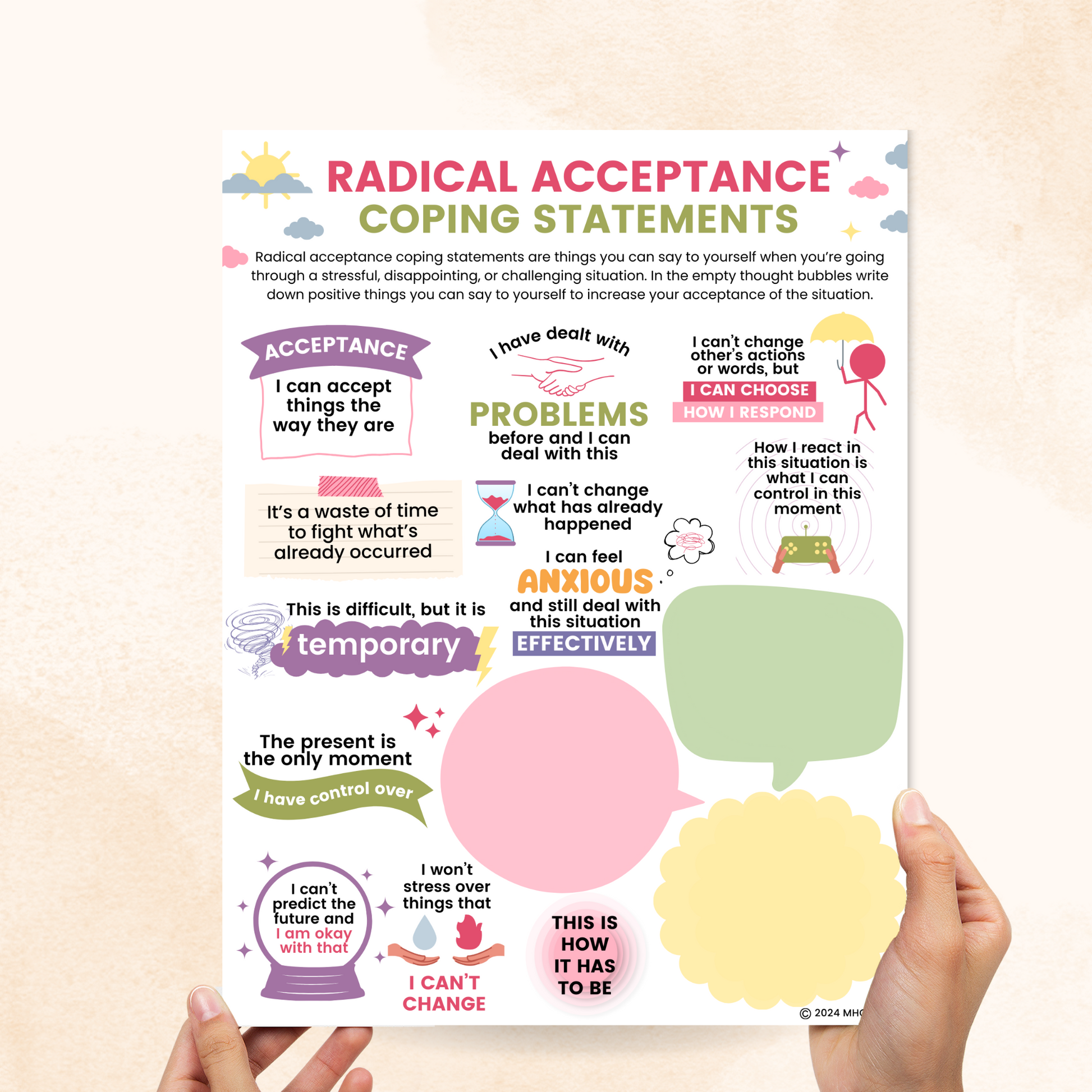 radical acceptance coping statements worksheet