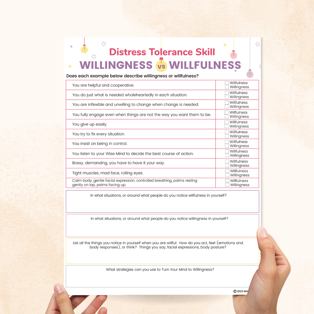 dbt willingness vs willfulness worksheet
