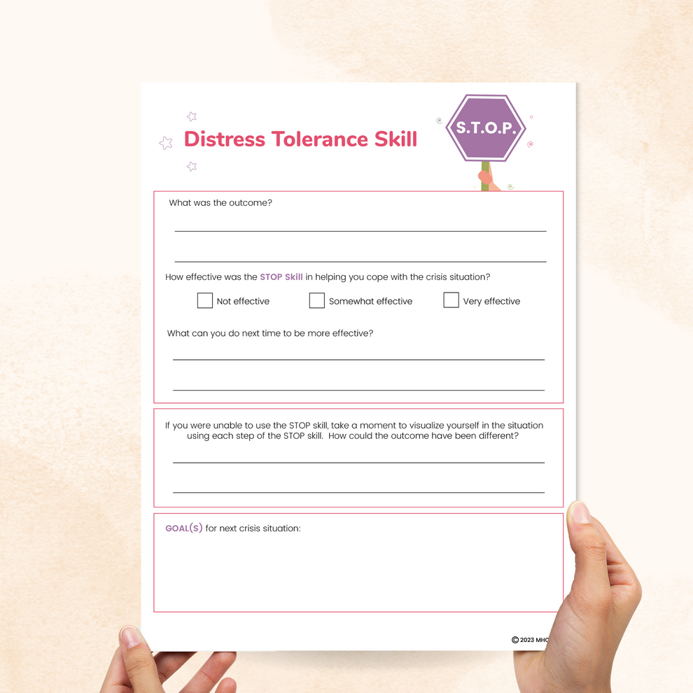 DBT STOP Skill Worksheet Mental Health Center Kids Dbt stop skill worksheet mental health center kids