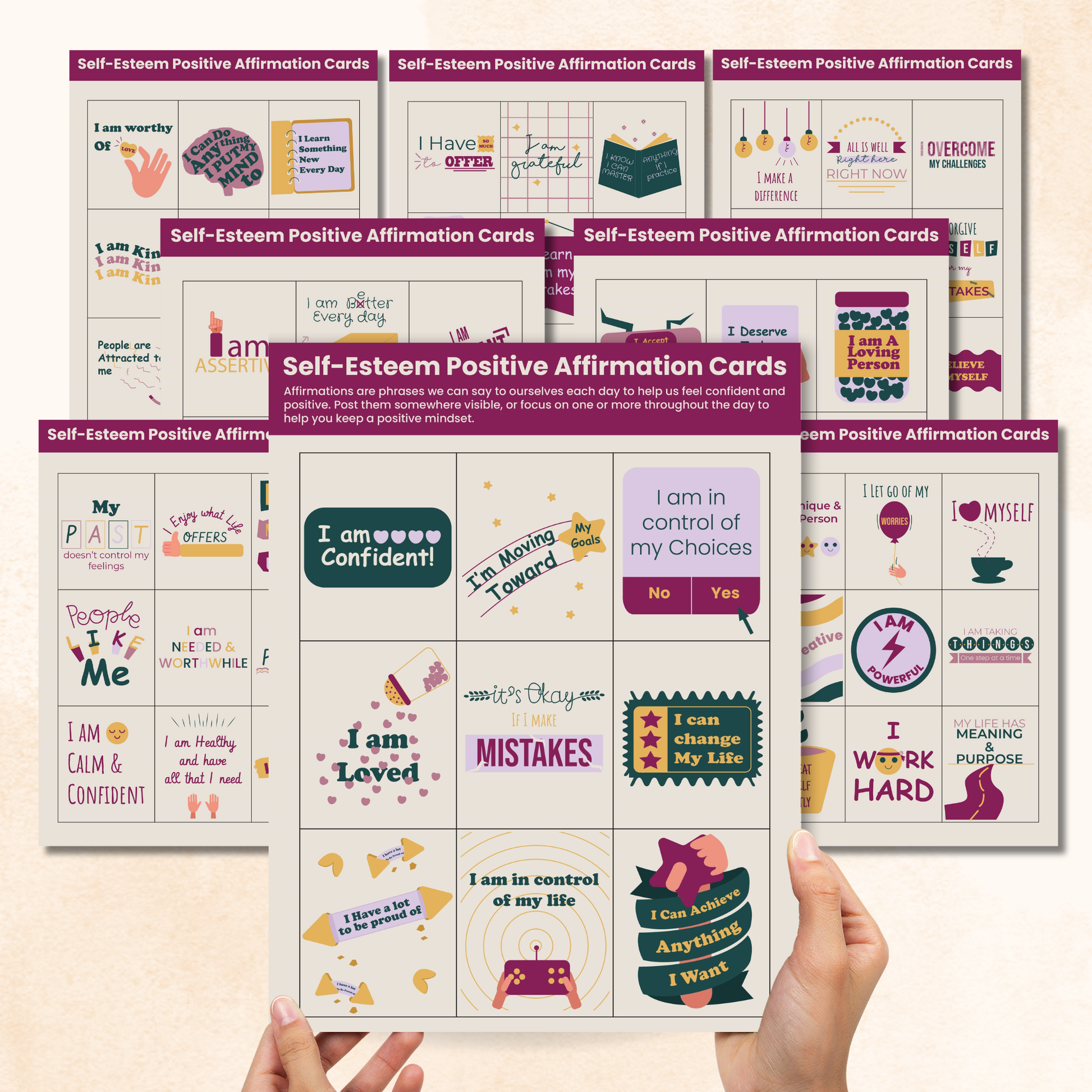 Self-esteem positive affirmation cards