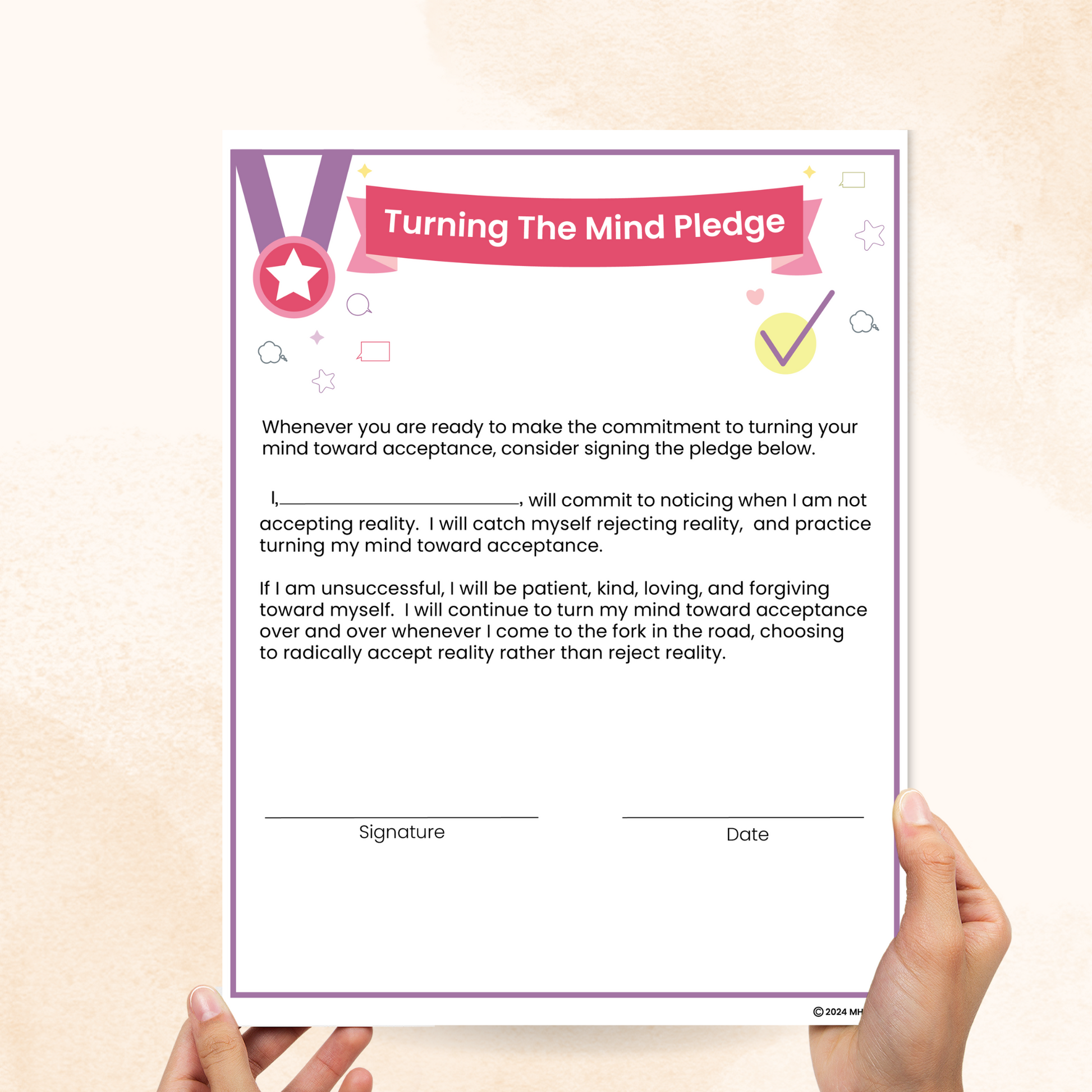 turning the mind pledge dbt worksheet