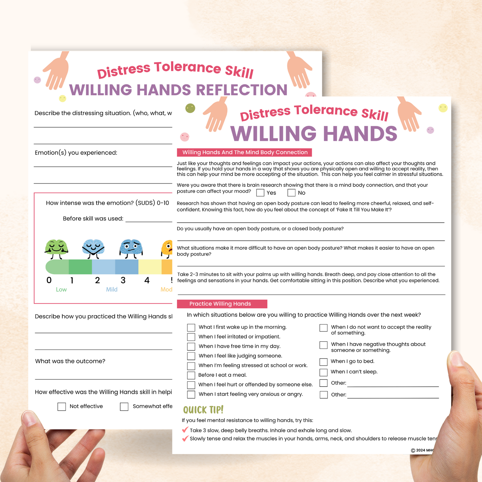 DBT Willing Hands Worksheet – Mental Health Center Kids