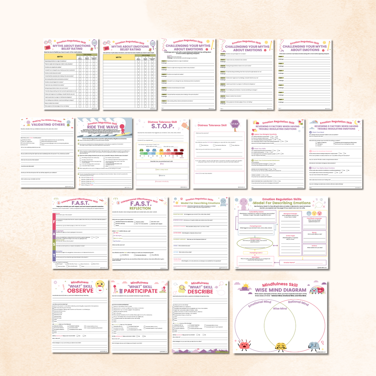 Escape Behavior Dbt Worksheet.pdf DBT Worksheets PDF Bundle (91 Pages) – Mental Health Center Kids