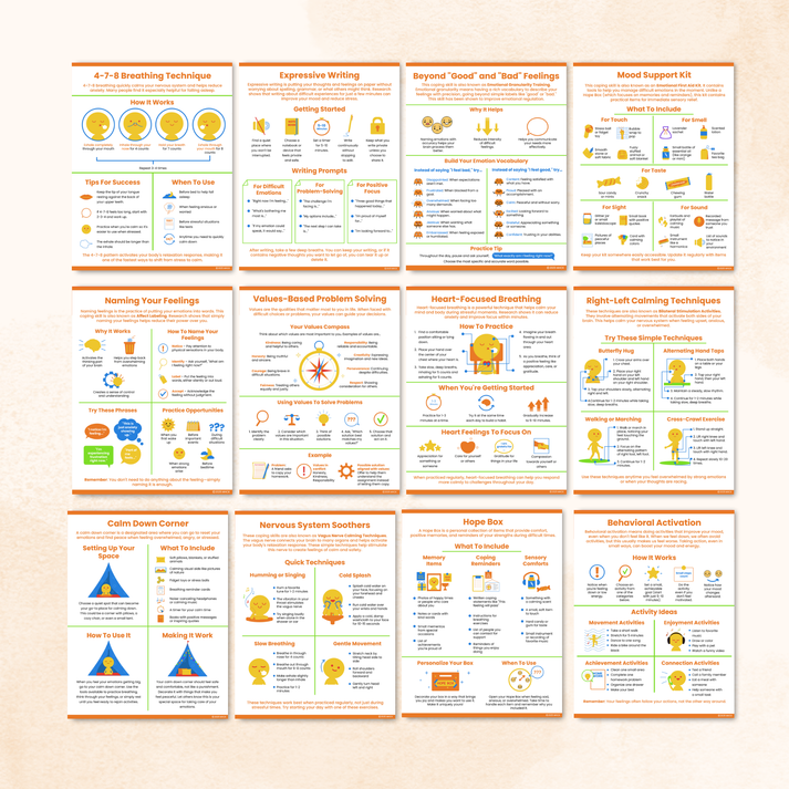 Coping Skills Handouts Bundle (44 Pages) – Mental Health Center Kids