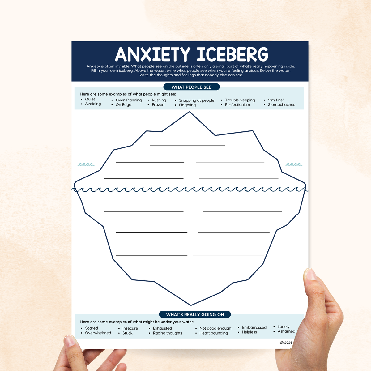 anxiety iceberg worksheet