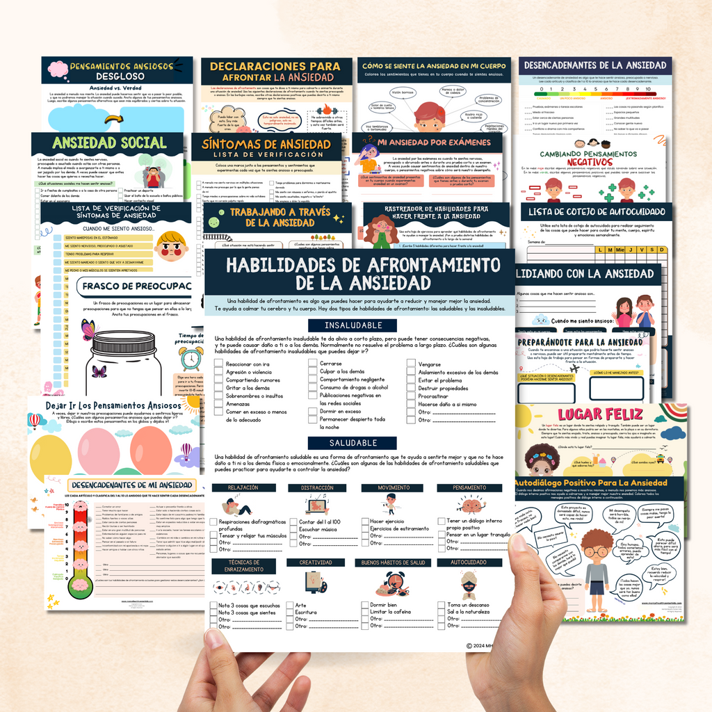 hojas de trabajo sobre ansiedad para niños y adolescentes