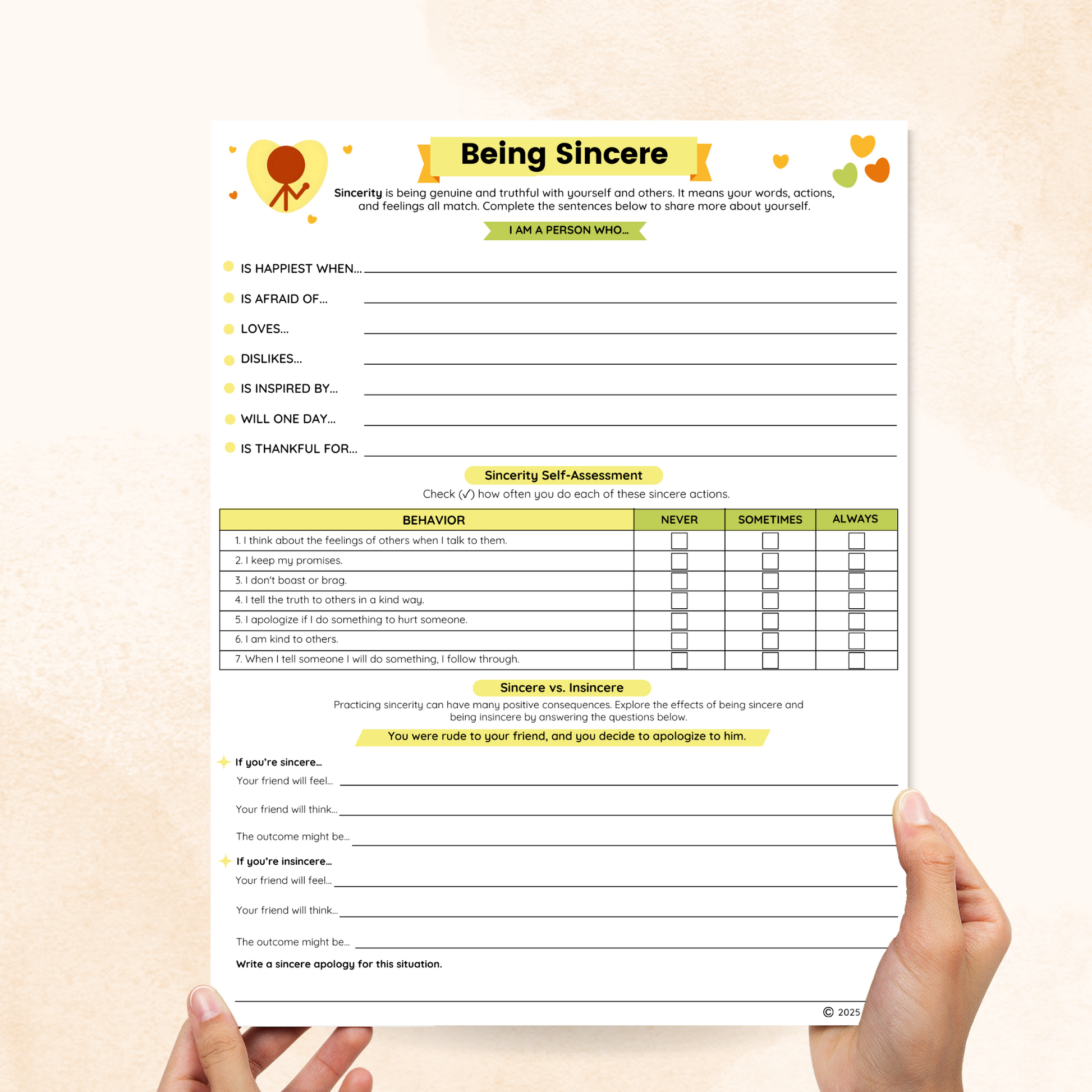sincerity worksheets pdf