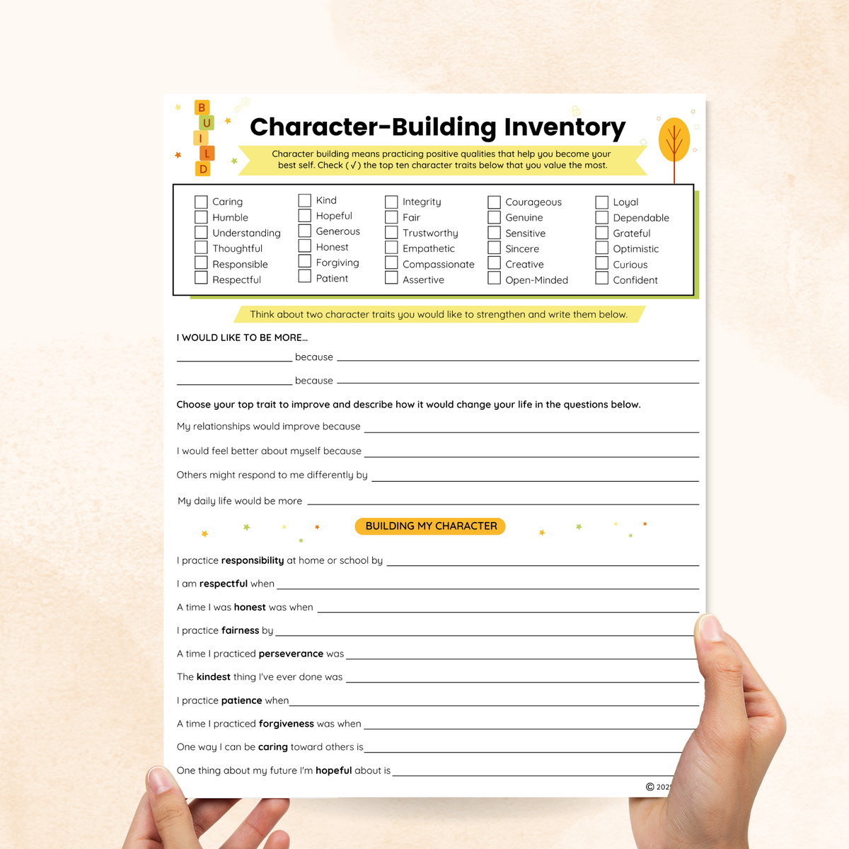 Character Building Worksheet.pdf Character Building Worksheets (2 Pages) – Mental Health Center Kids