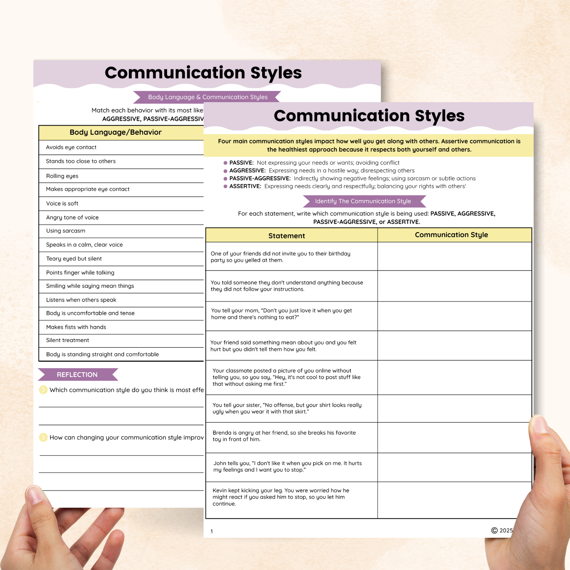 communication styles worksheet