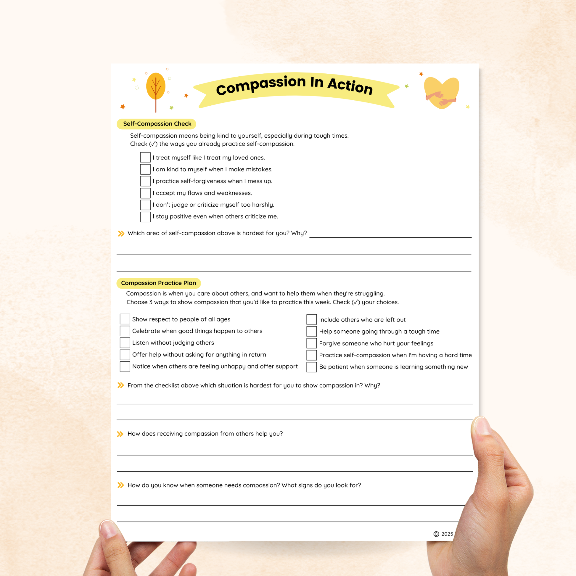 compassion worksheets for elementary students