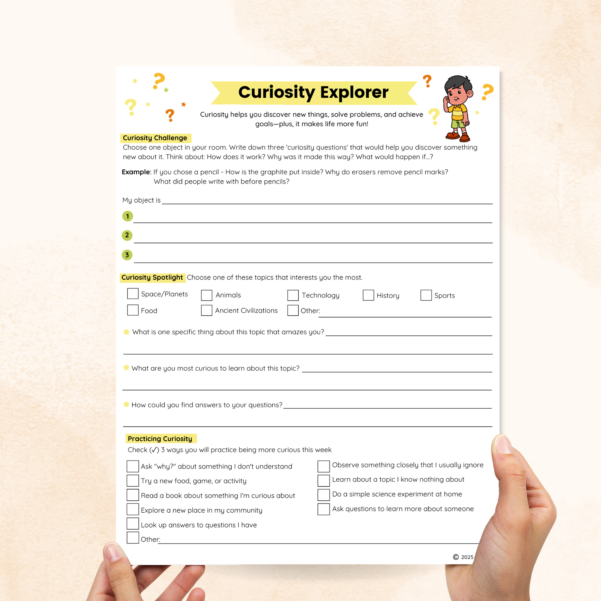 curiosity worksheet