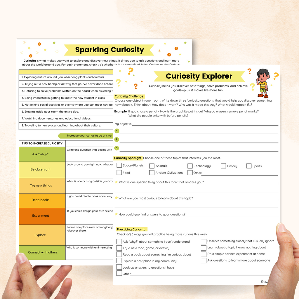 curiosity worksheets