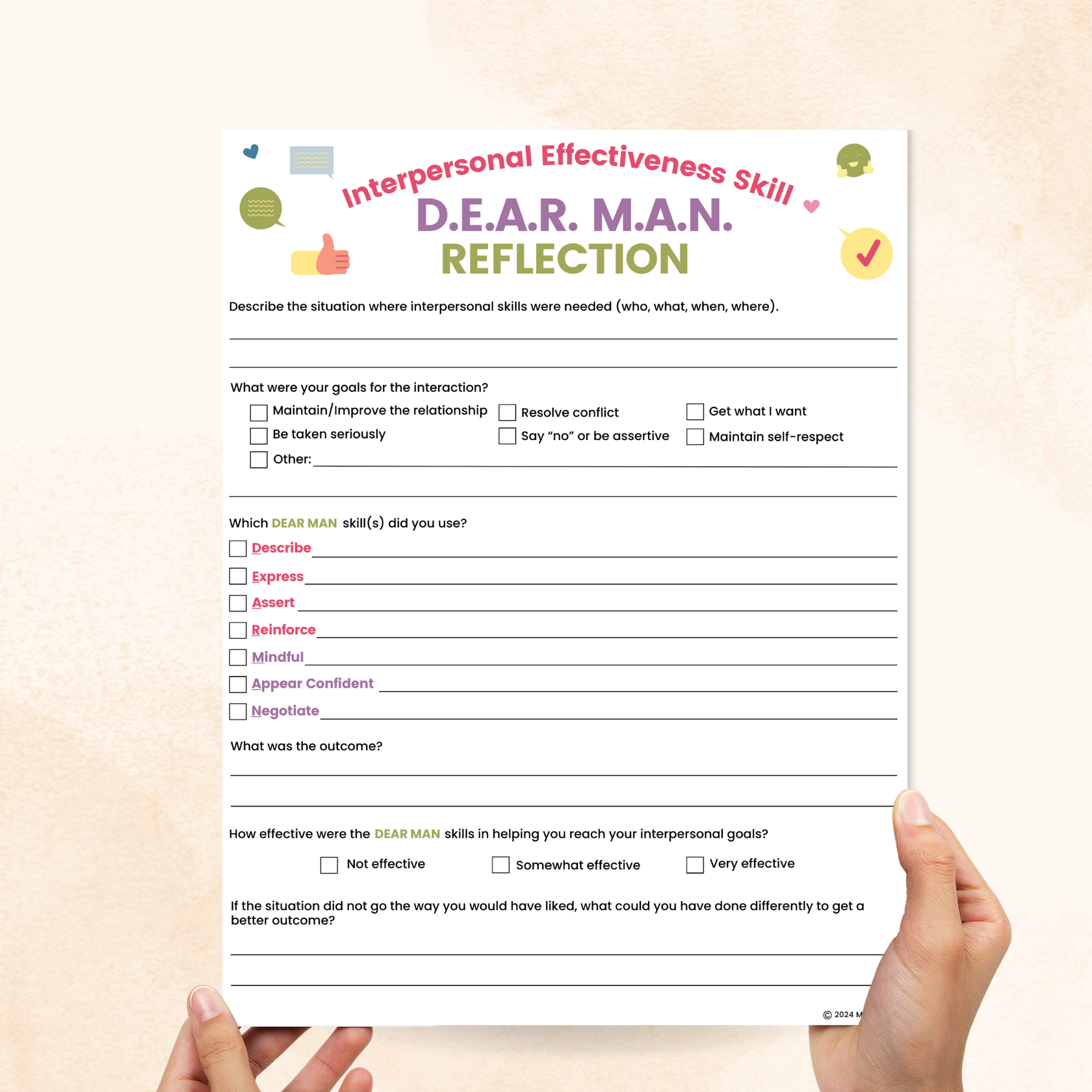 DBT DEAR MAN Worksheet – Mental Health Center Kids