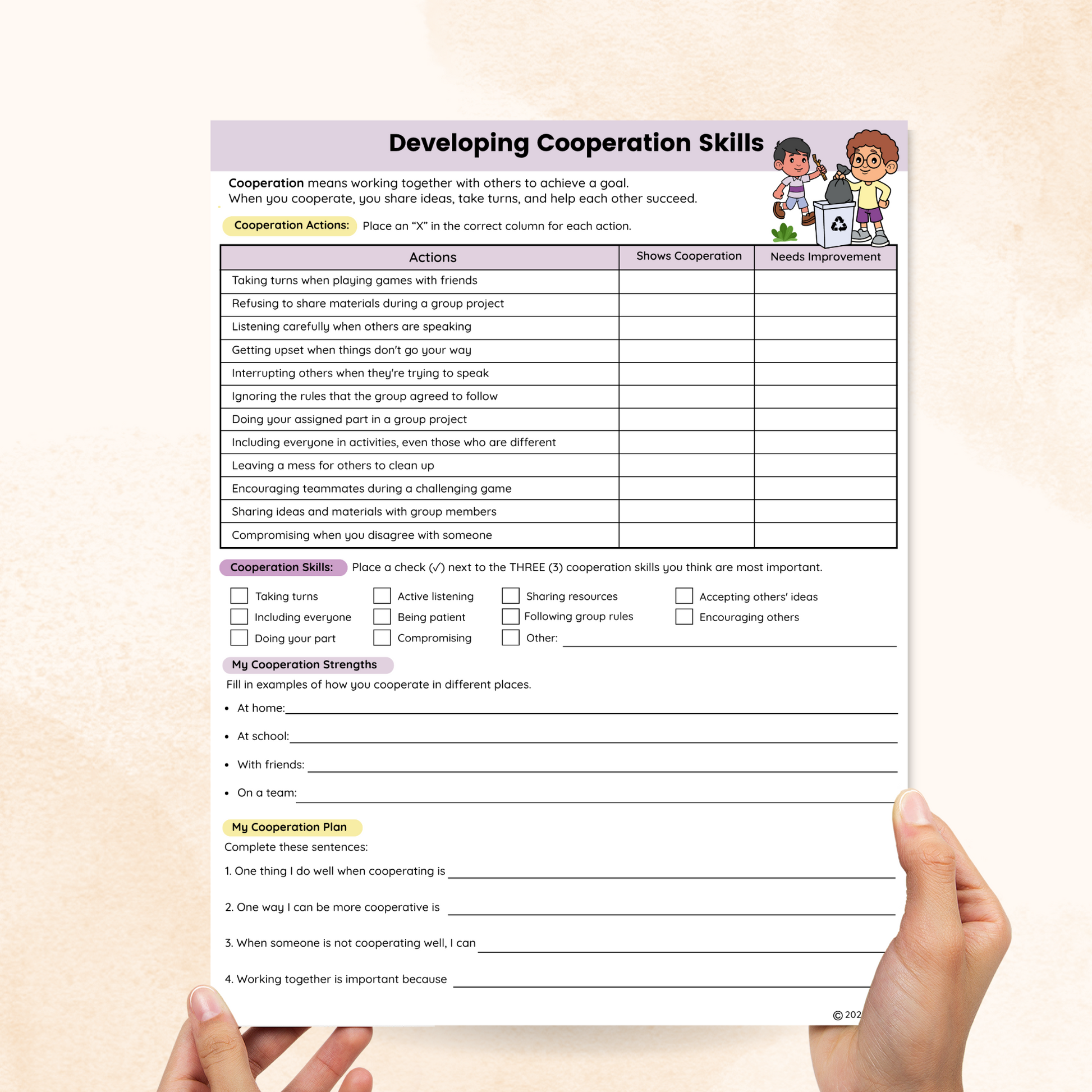 cooperation worksheet