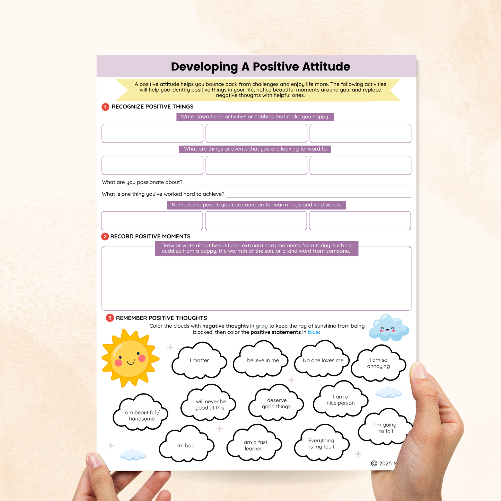 positive attitude worksheet