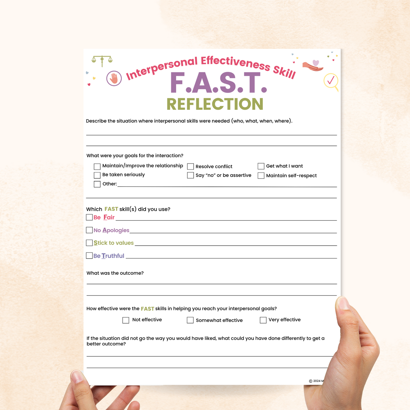 FAST DBT Worksheet – Mental Health Center Kids