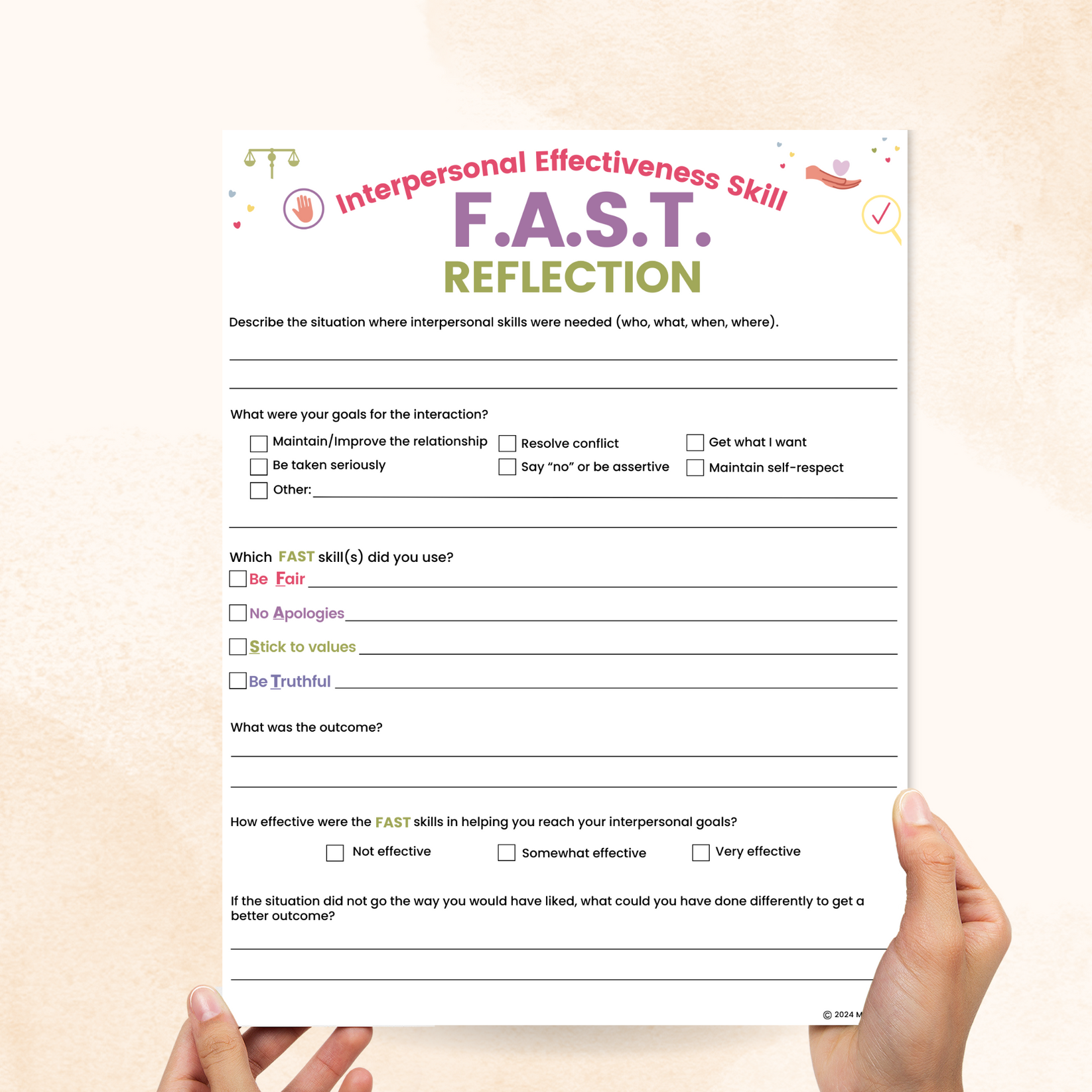FAST DBT Worksheet – Mental Health Center Kids