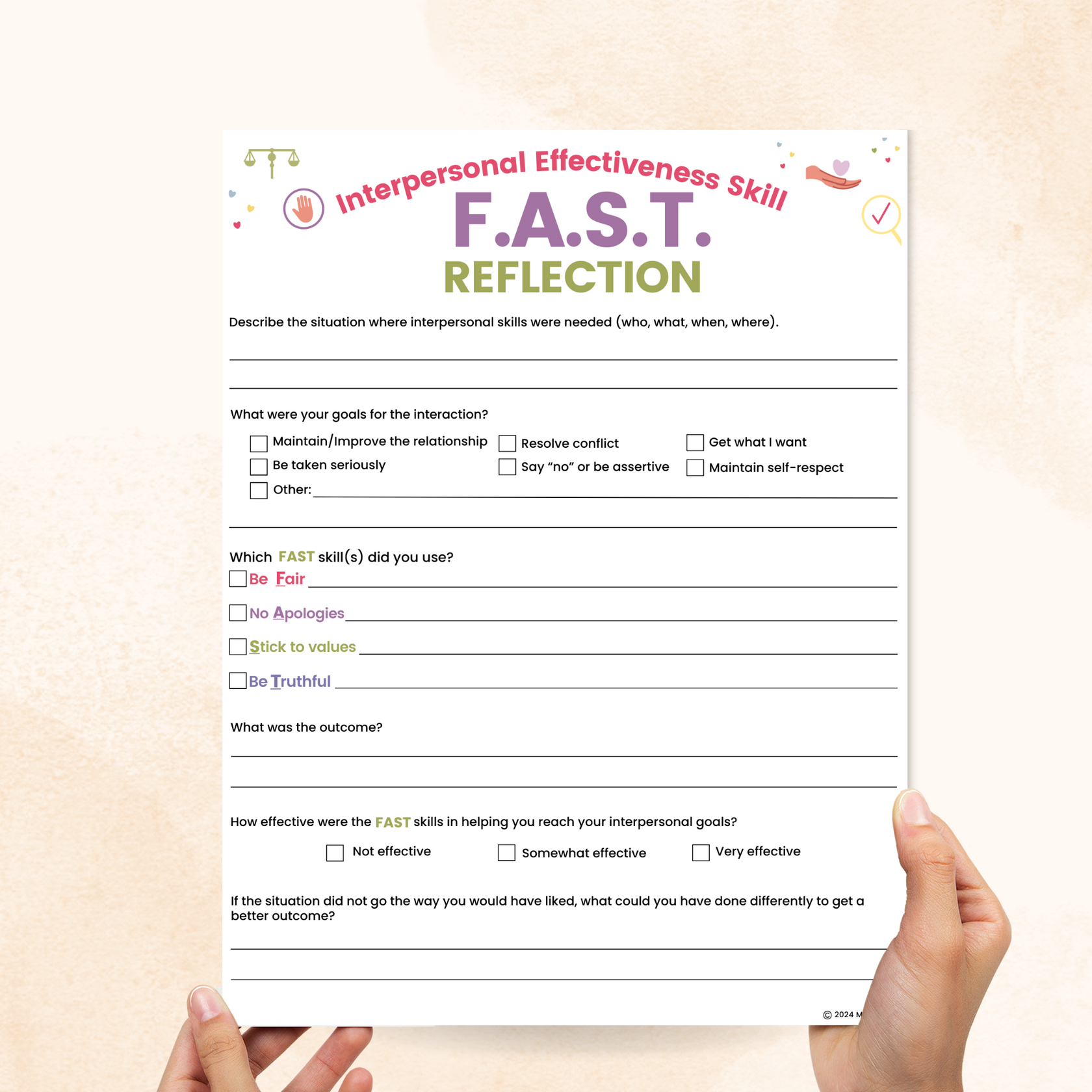 FAST DBT Worksheet – Mental Health Center Kids