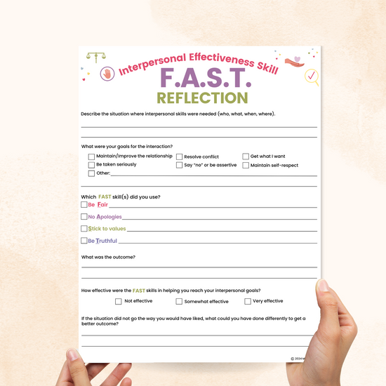 FAST DBT Worksheet – Mental Health Center Kids