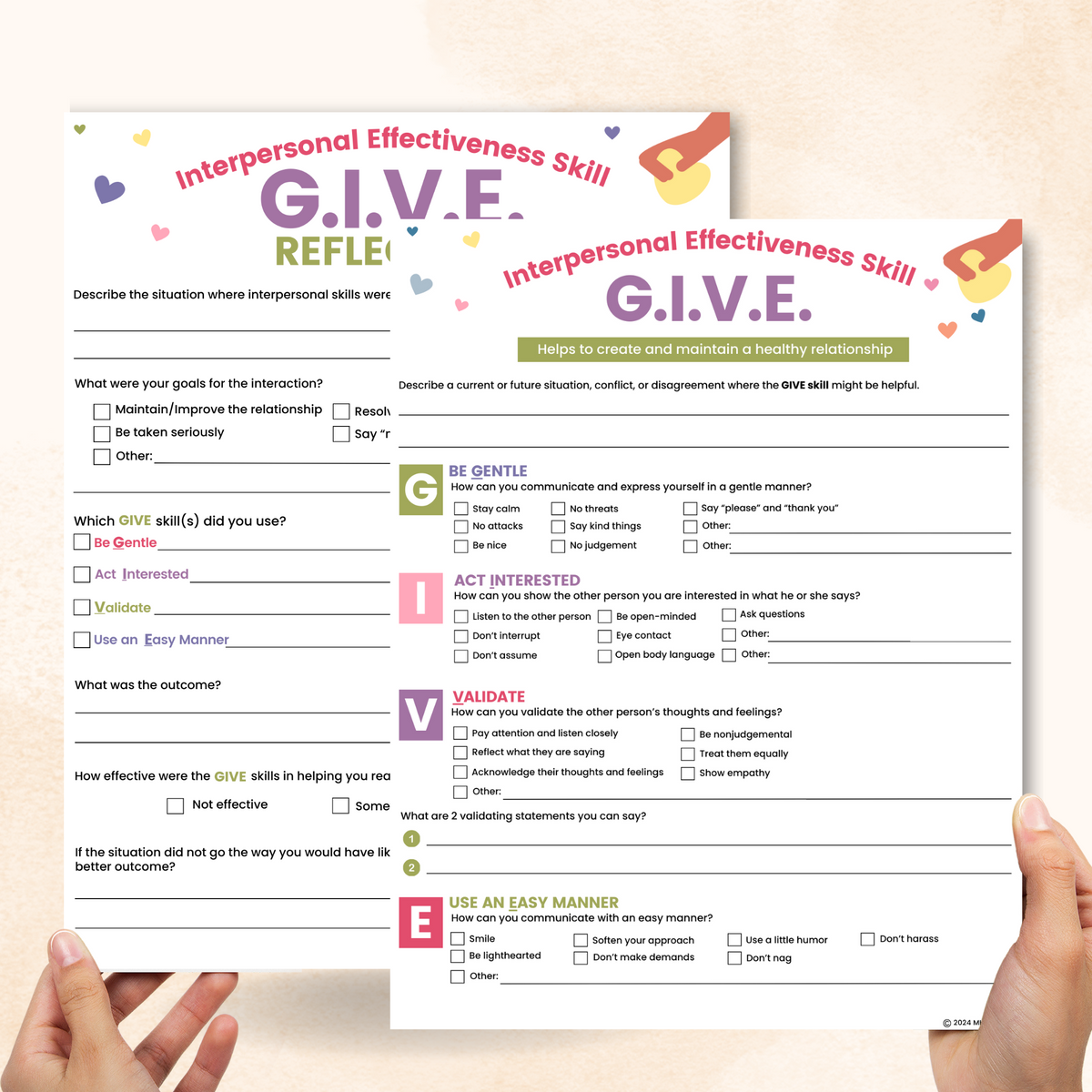 DBT GIVE Skill Worksheet – Mental Health Center Kids