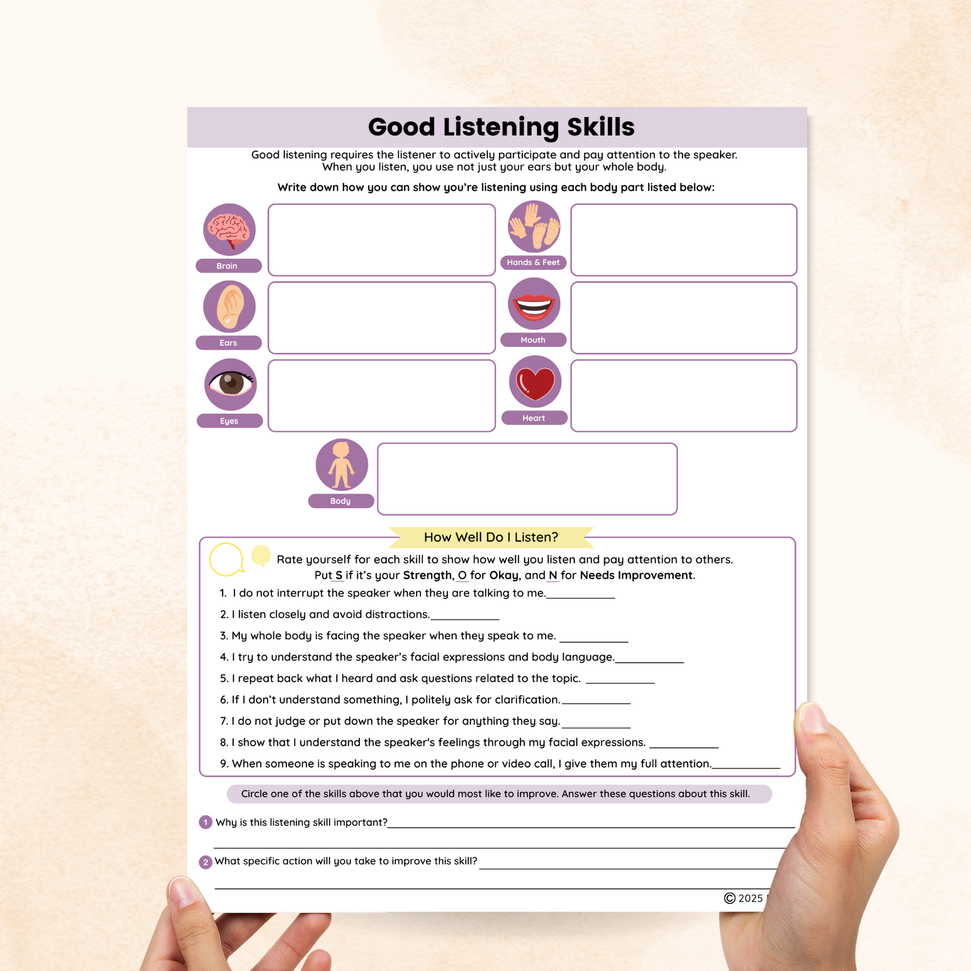 listening skills worksheet