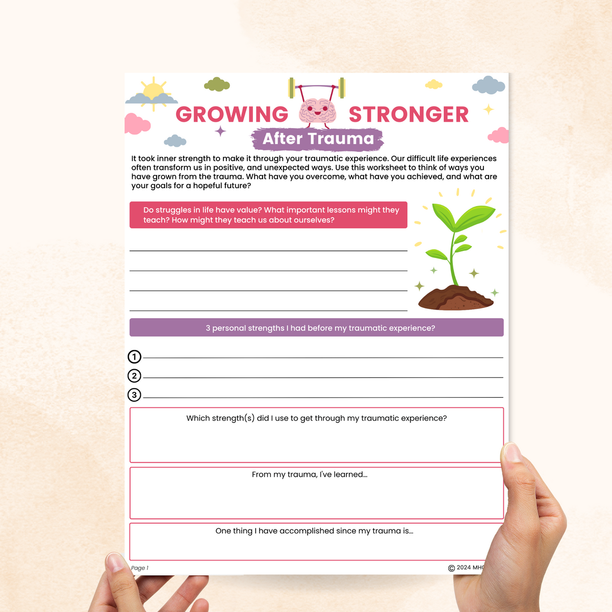 Growing Stronger After Trauma Worksheets – Mental Health Center Kids