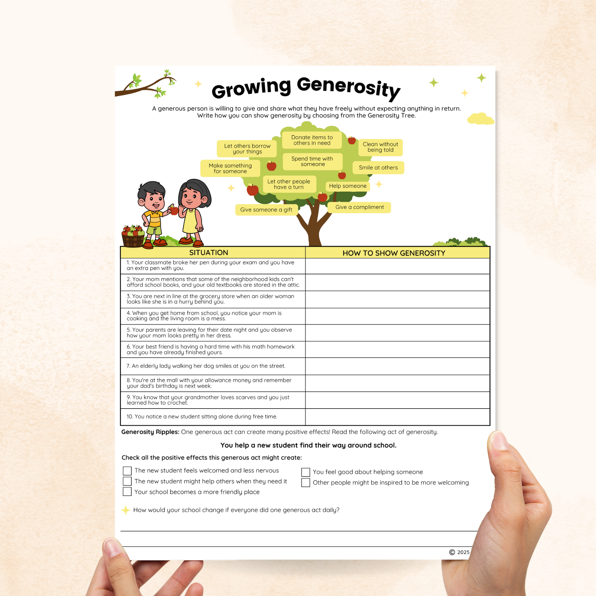 generosity worksheet